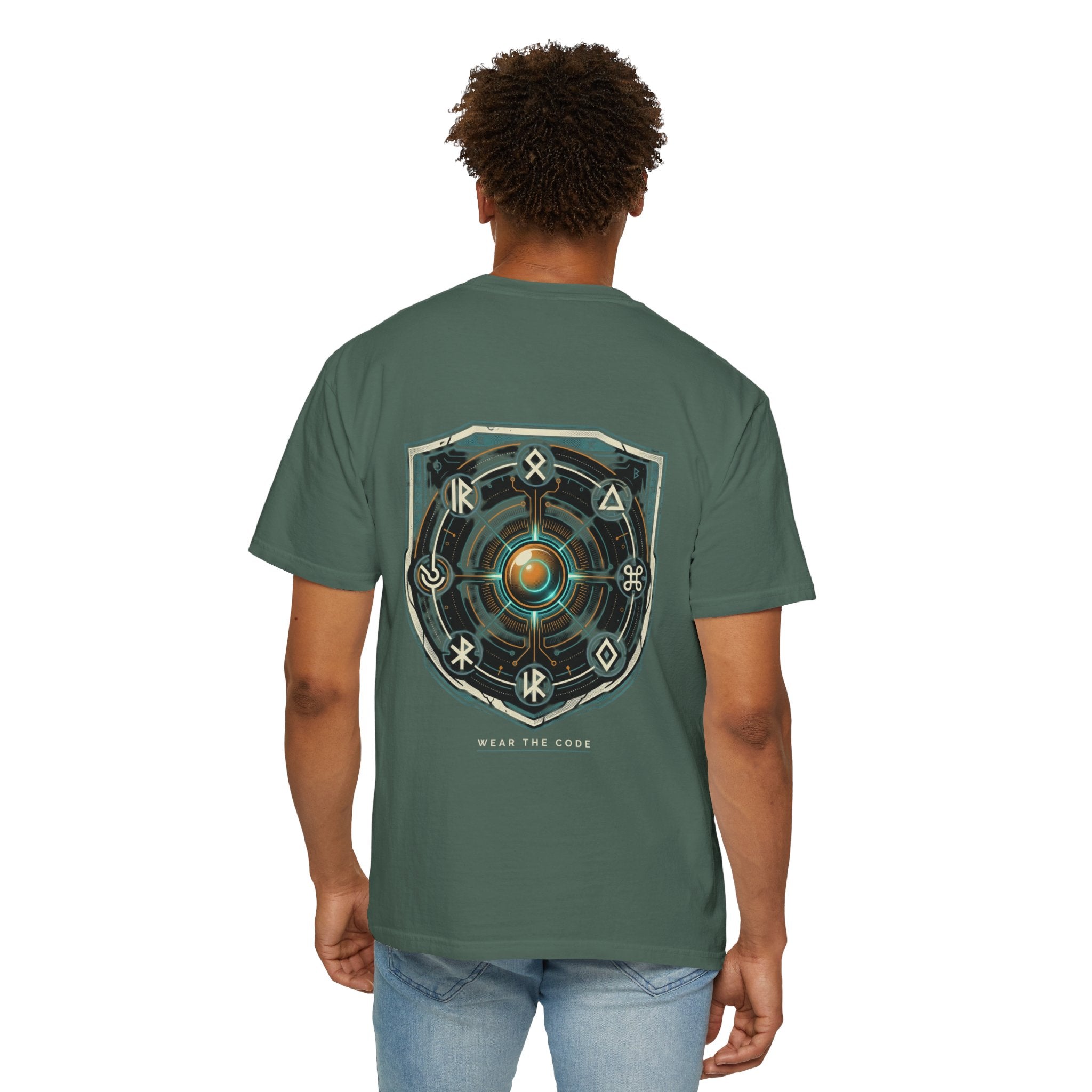 Power Runs Black PRB "Wear The Code" Mystic Shield T-Shirt — Geometric Sigil Graphic Tee by Printify