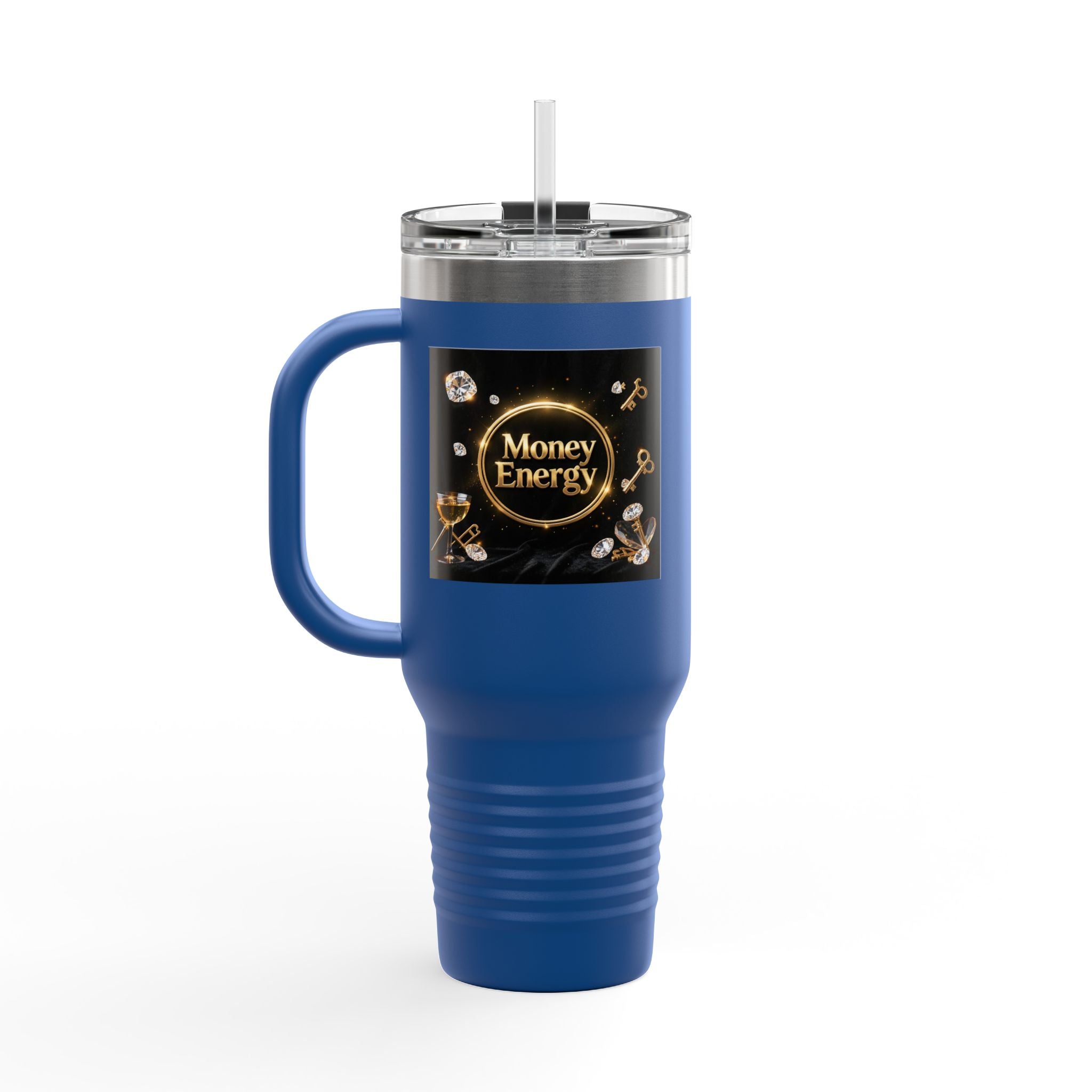 PRB 40oz Insulated Travel Mug — "Money Energy" Motivational Design by Printify