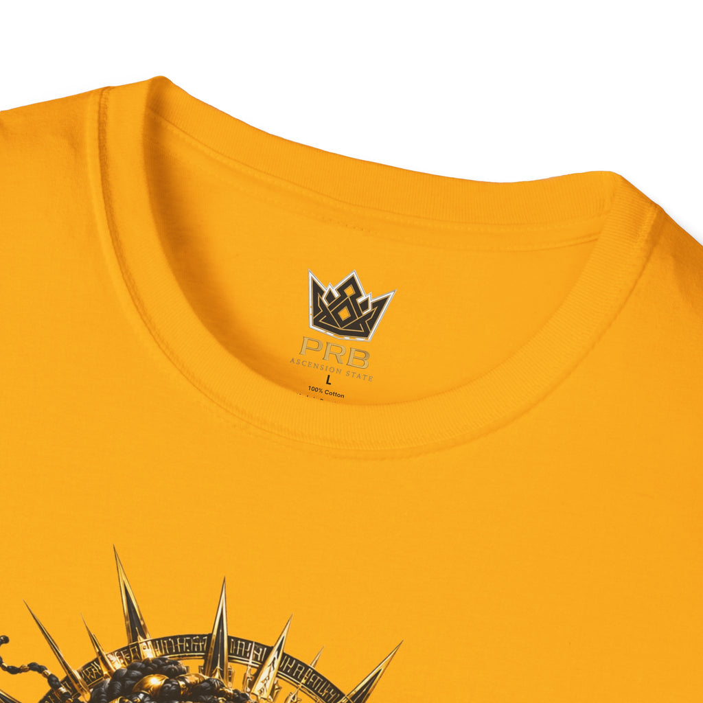 Power Runs Black PRB | Black Woman Portrait, Gold Accents Panther Graphics T by Power Runs Black