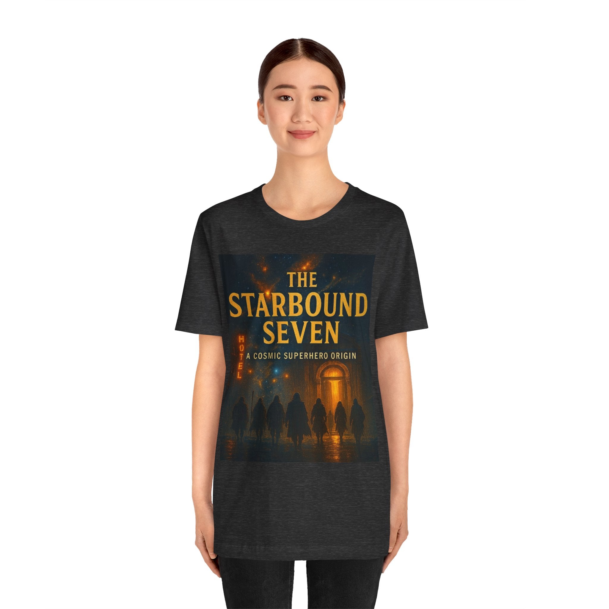 Power Runs Black PRB The Starbound Seven Tee – Retro Cosmic Superhero Poster Shirt by Power Runs Black