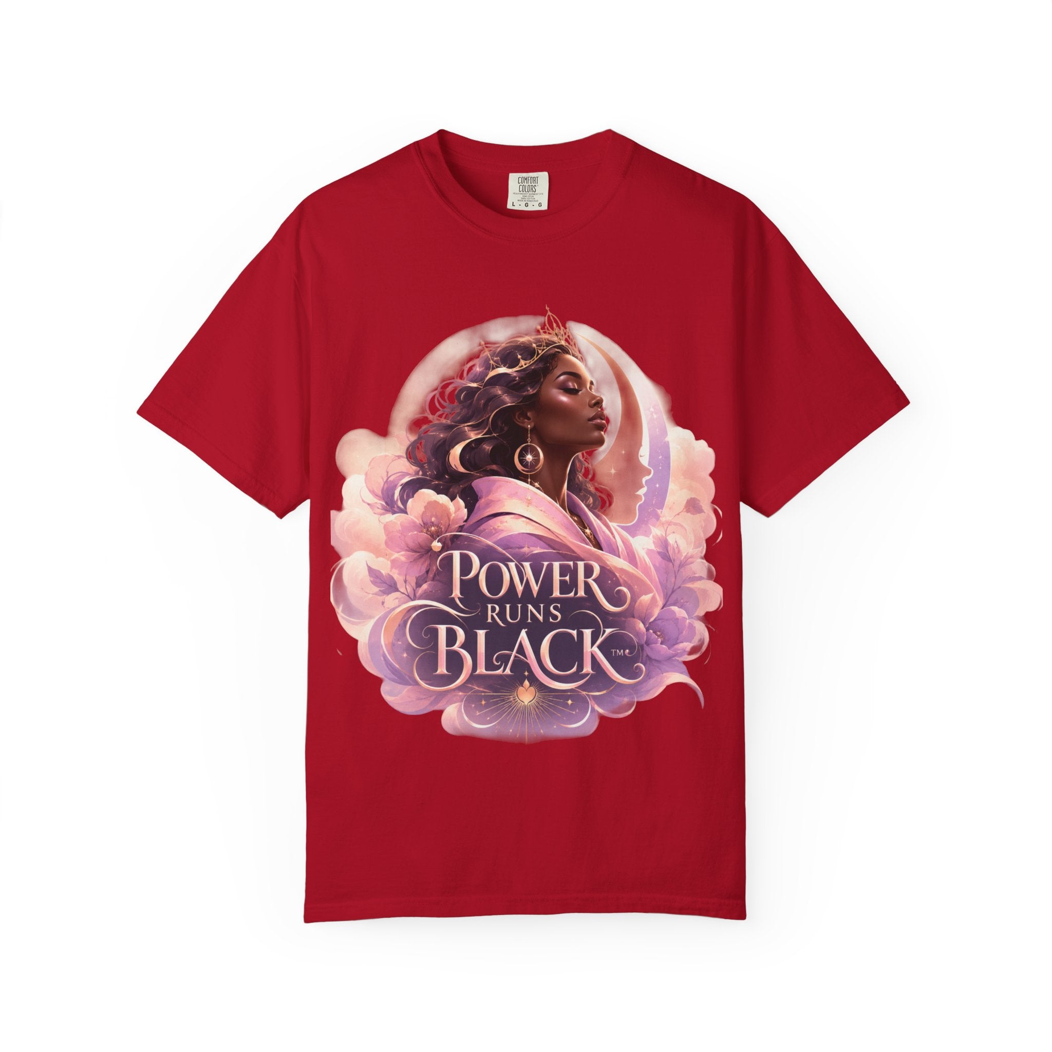Power Runs Black graphic tee | Black woman portrait, Afro empowerment shirt by Power Runs Black