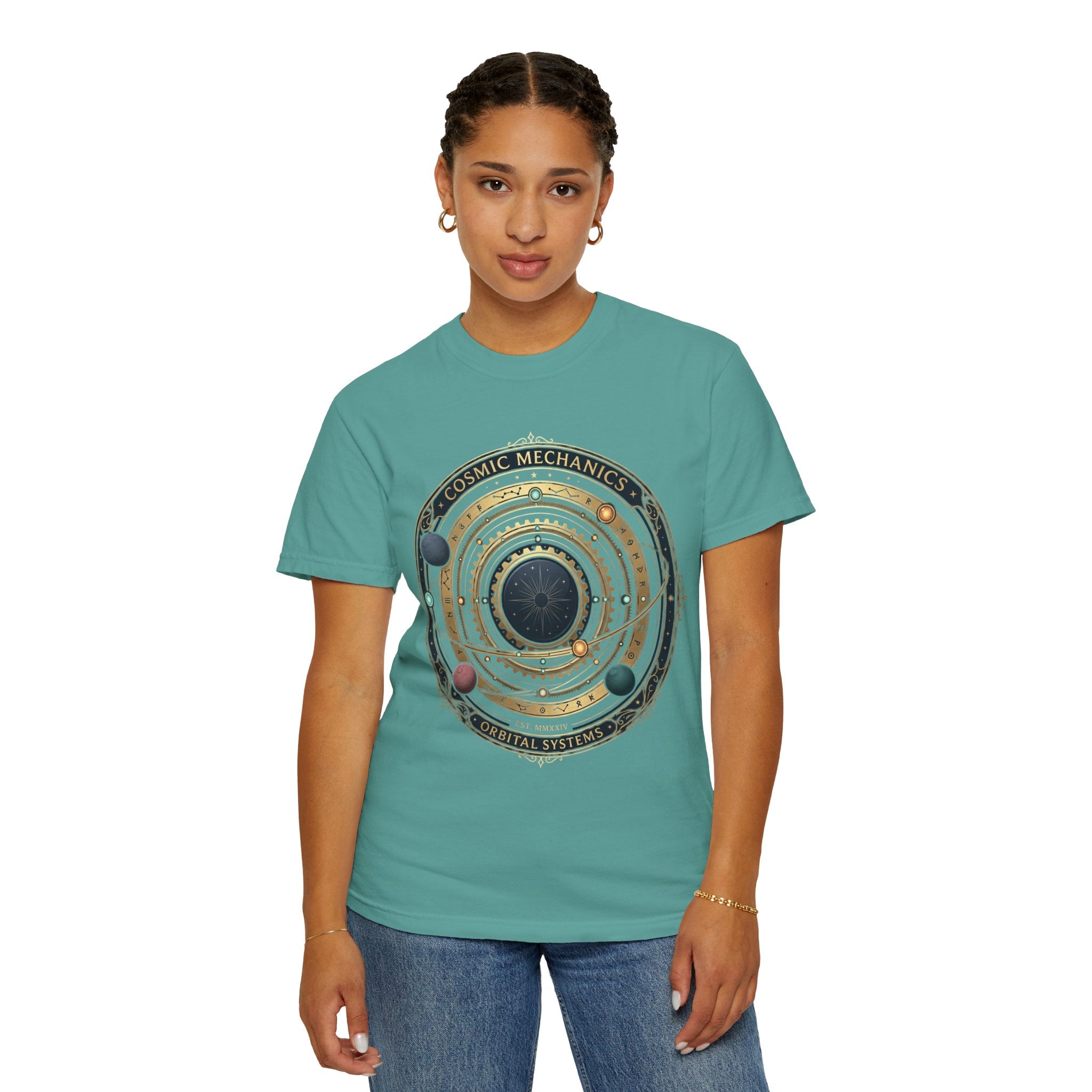 PRB Cosmic Mechanics Solar System Graphic T-Shirt | Planetary Orbit Tee by Printify