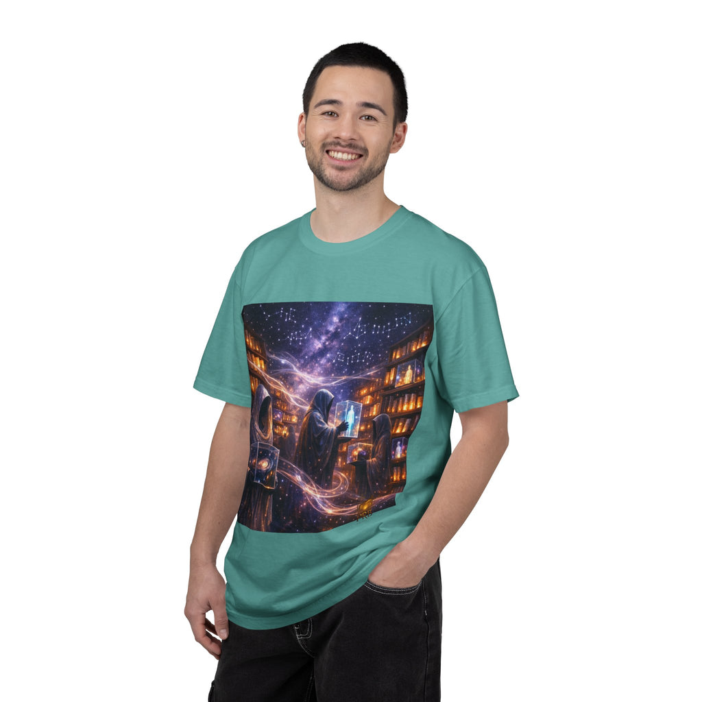 PRB Mystic Library Wizards T-Shirt — Cosmic Sorcerer Art Tee by Power Runs Black