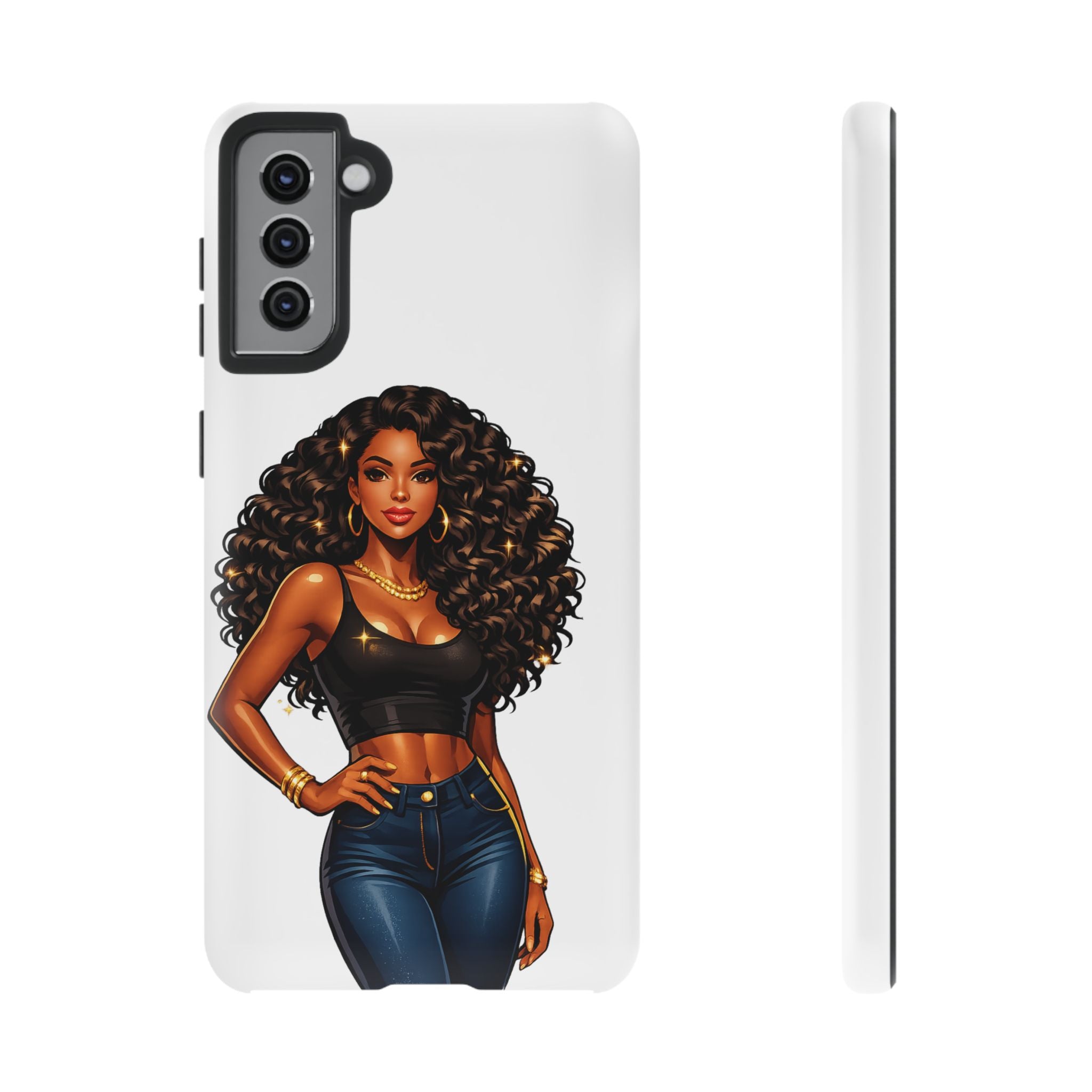 Pretty Rich Bitch by PRB Curly Hair Phone Case by Power Runs Black