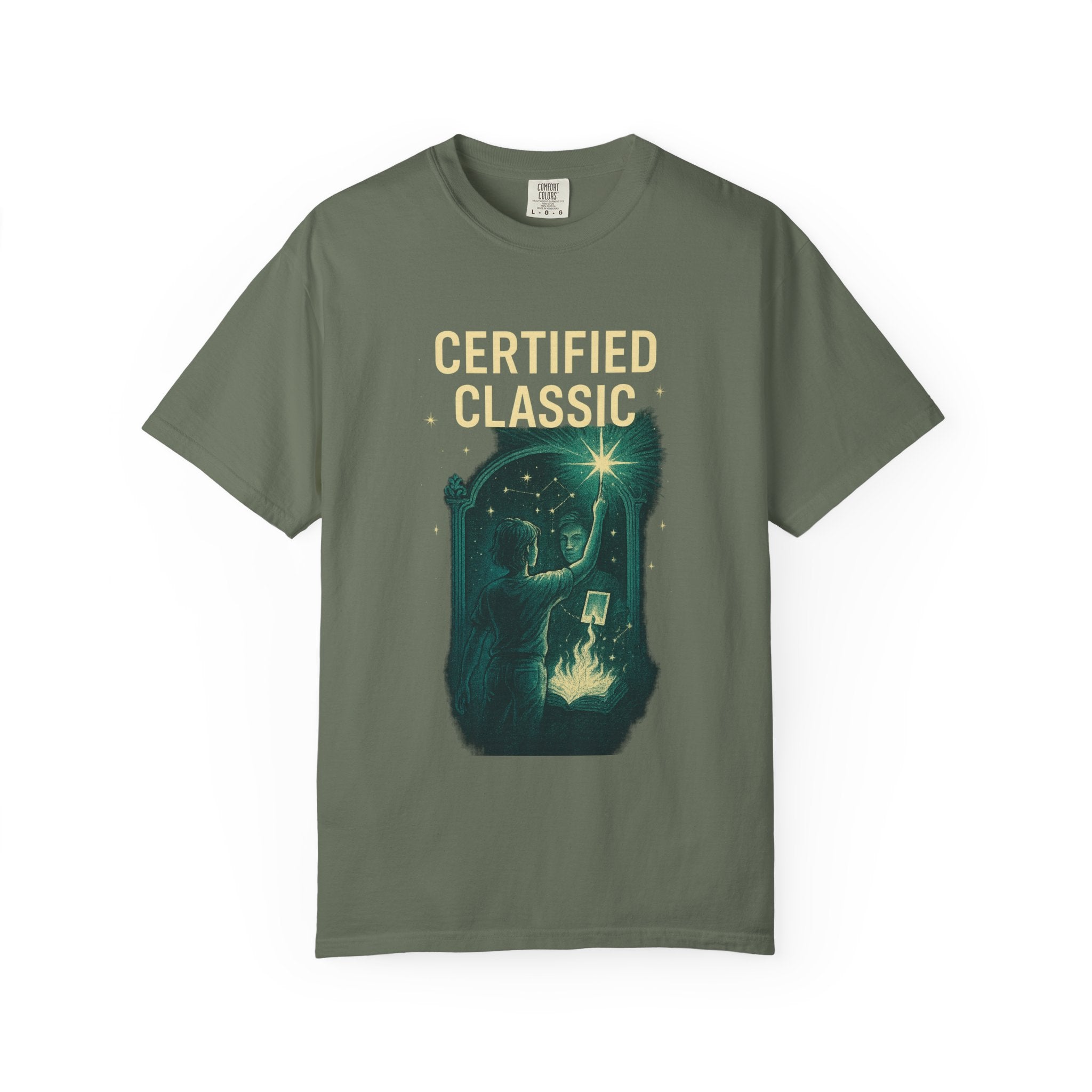 PRB Certified Classic illustration T-shirt | vintage camping, night sky, campfire by Power Runs Black