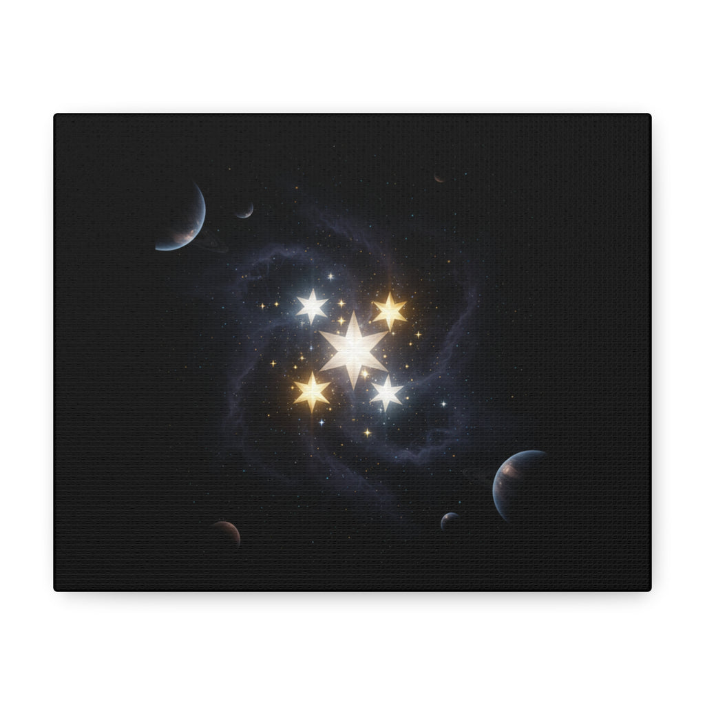 Power Runs Black PRB Glowing Star Constellation Canvas by Power Runs Black