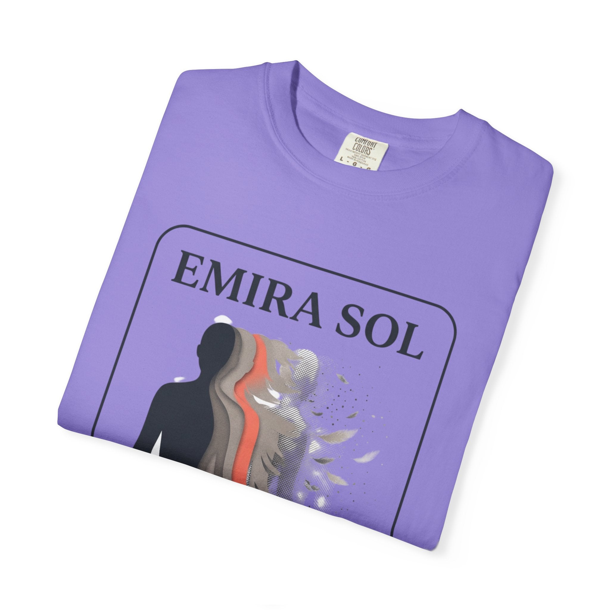 Power Runs Black PRB Emira Sol Graphic T-Shirt — Silhouette Art "Release Shadows" Tee by Printify