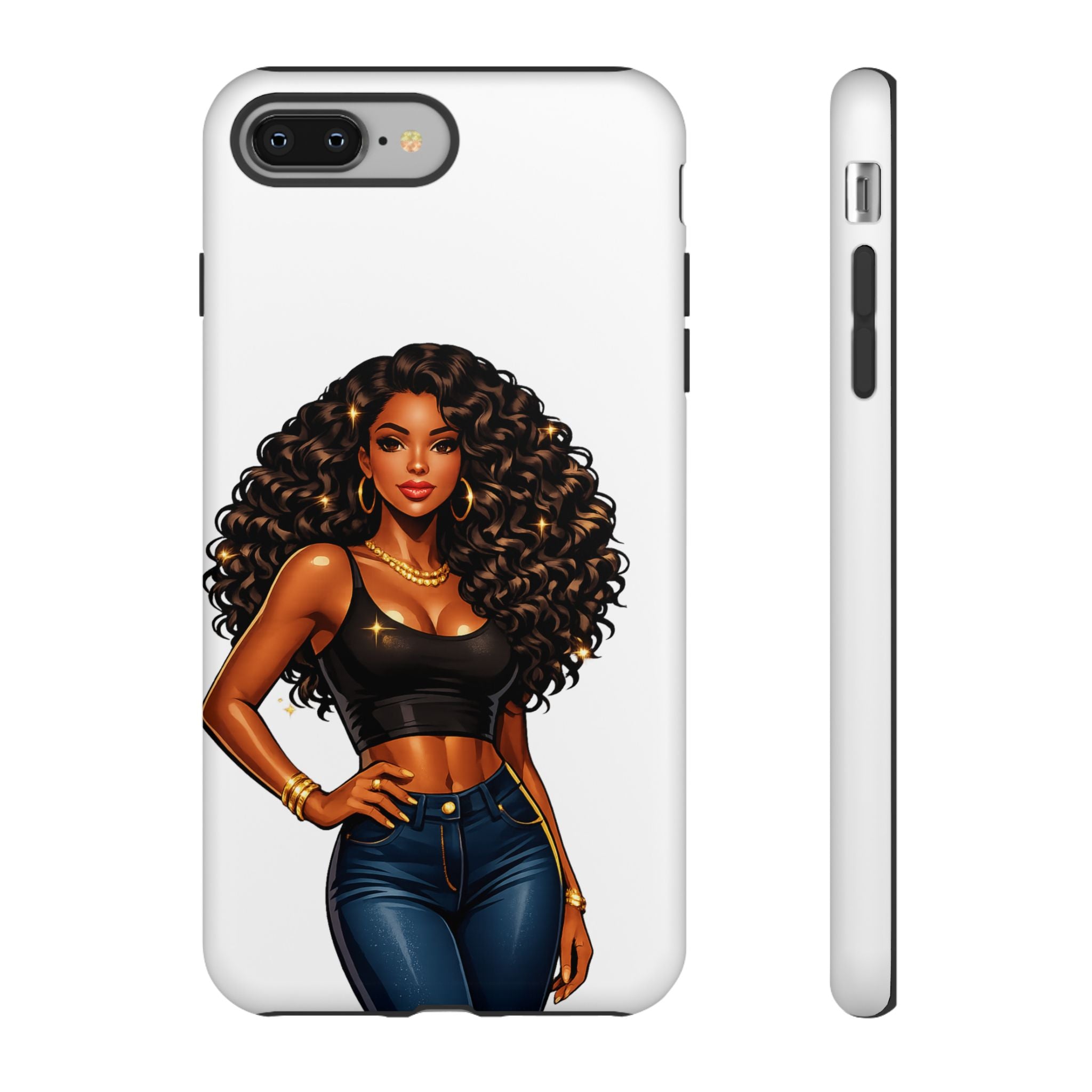 Pretty Rich Bitch by PRB Curly Hair Phone Case by Power Runs Black