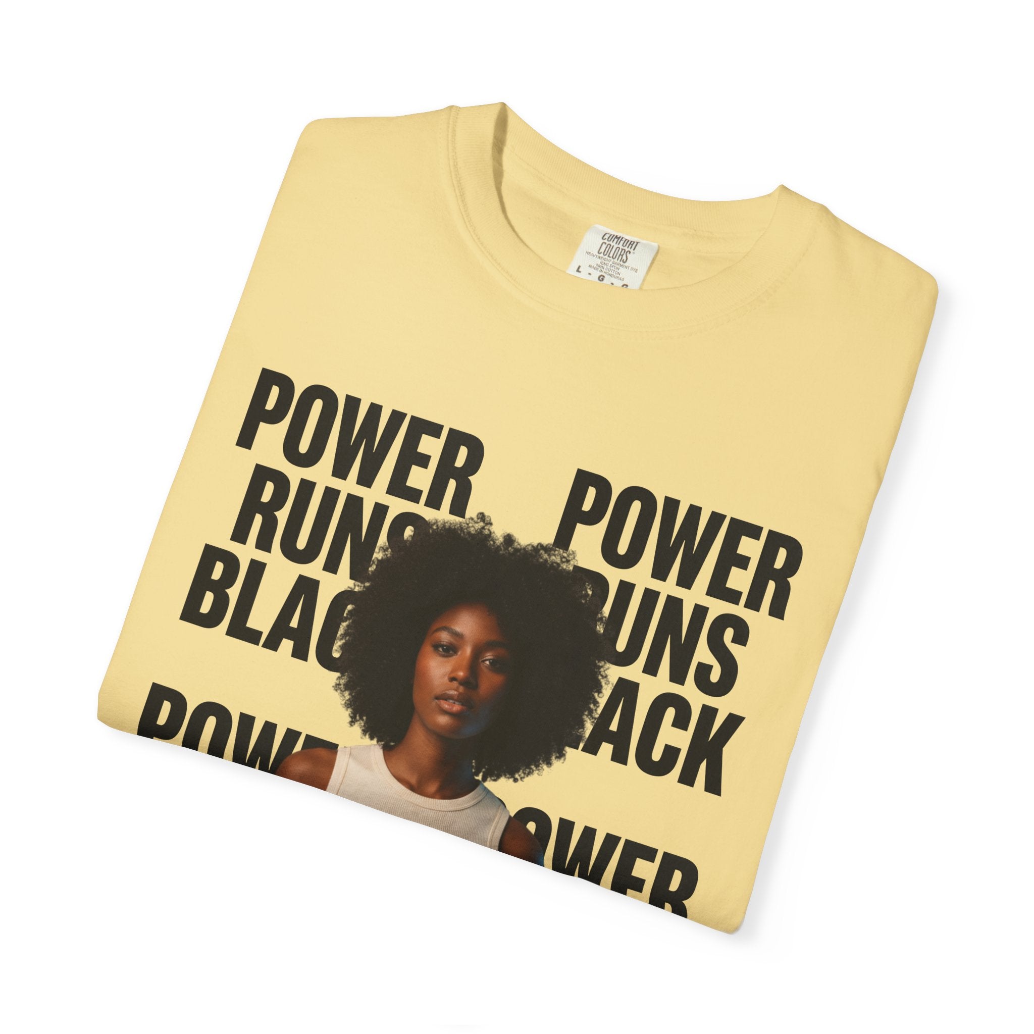 Power Runs Black PRB Power Runs Black T-Shirt — Empowerment Portrait Tee by Printify