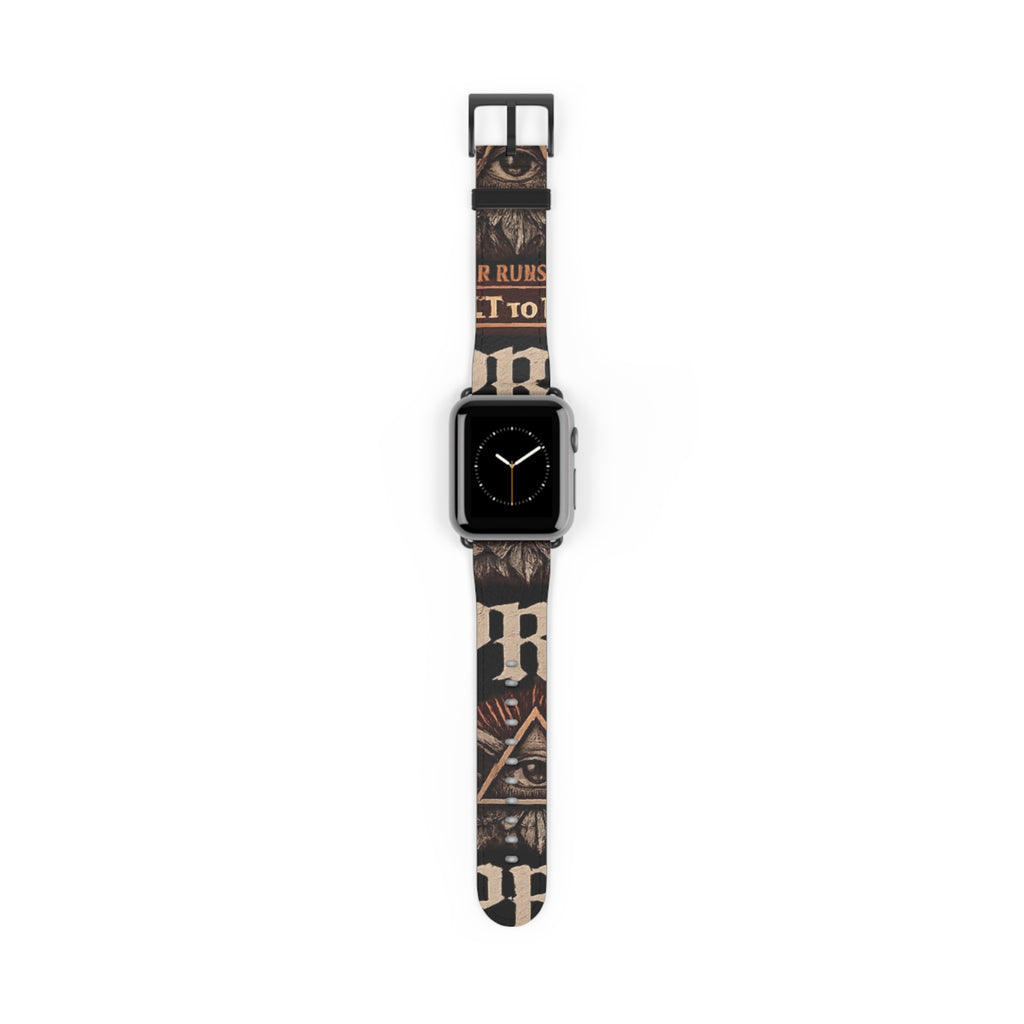 Mystic All-Seeing Eye Apple Watch Band — Vintage Occult Faux Leather Strap by Printify