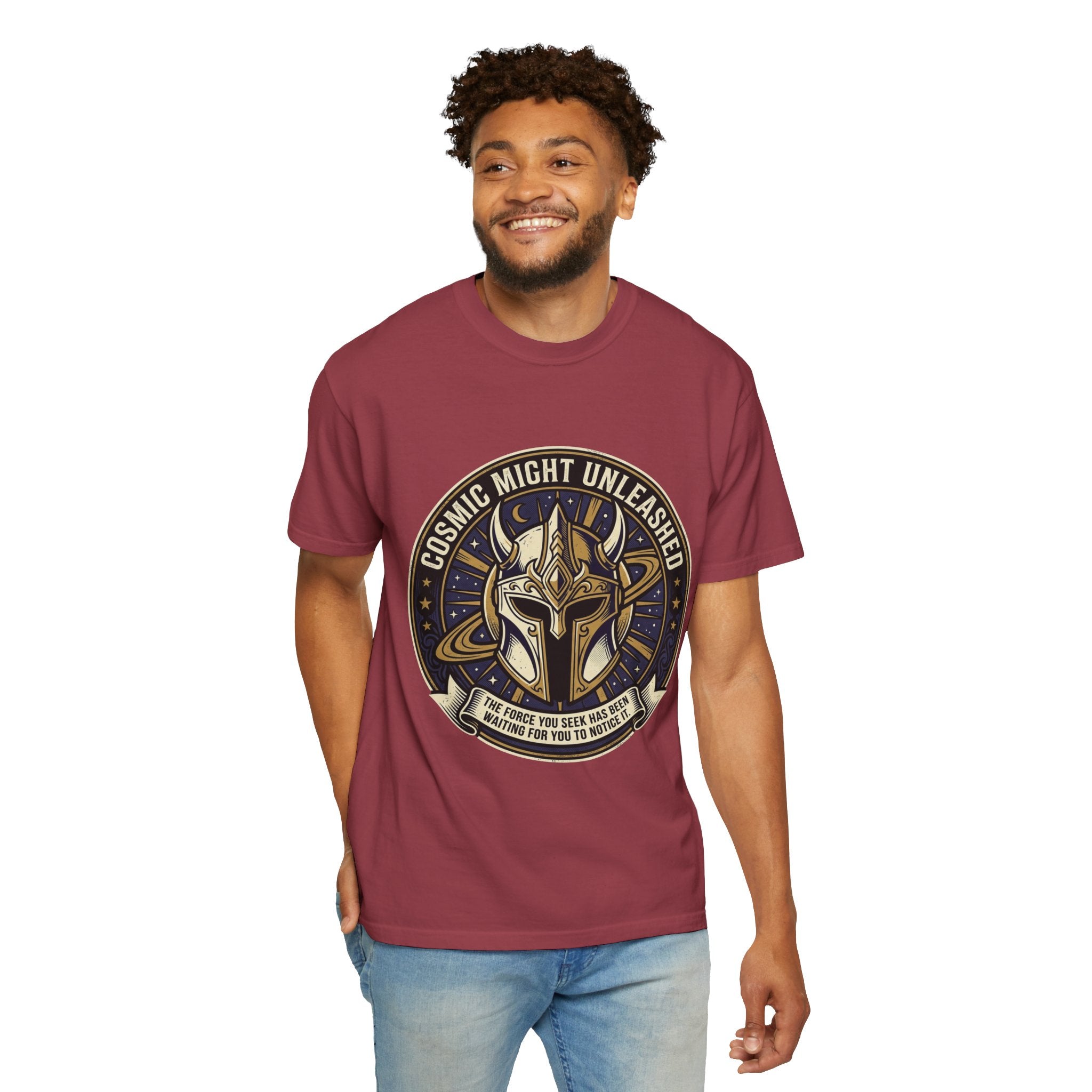 PRB Starforged Flex Cosmic Might Unleashed T-Shirt — Mythic Helmet Graphic Tee by Power Runs Black