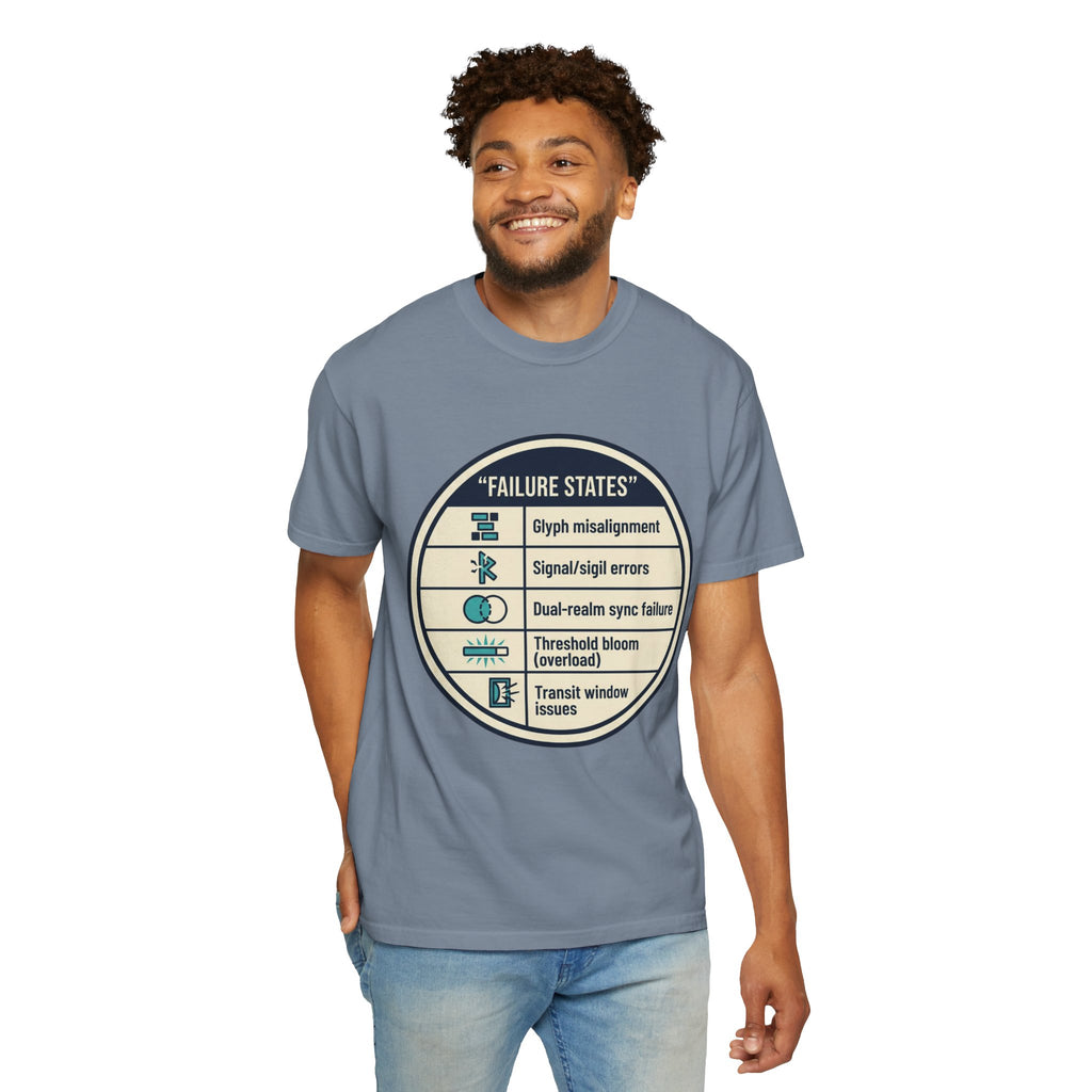 Power Runs Black PRB Failure States T-Shirt — Sci‑Fi Status Badge Graphic Tee by Printify