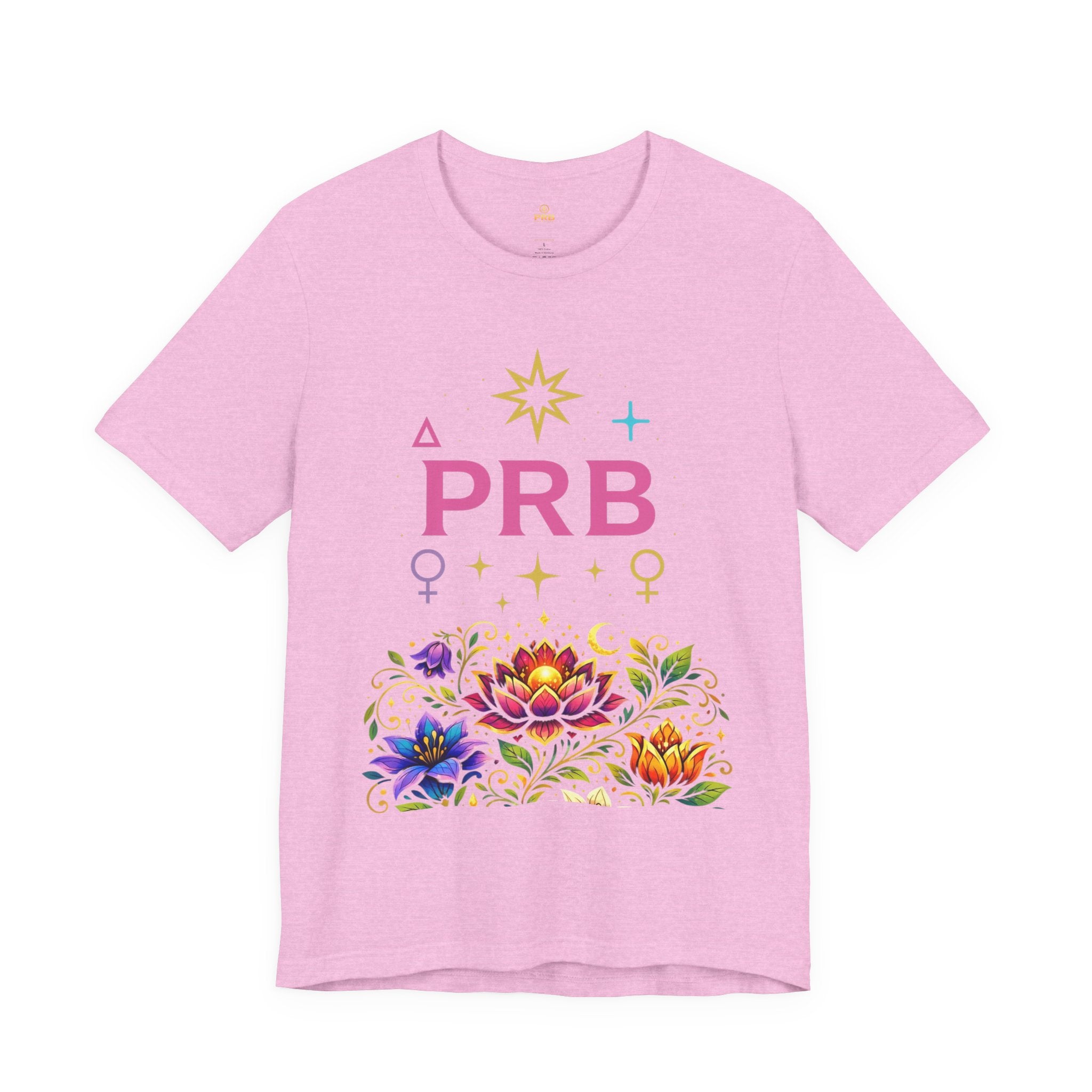 Pretty Rich Bitch The Collection by PRB Floral Lotus T‑Shirt — Colorful Spiritual Symbol Tee by Power Runs Black