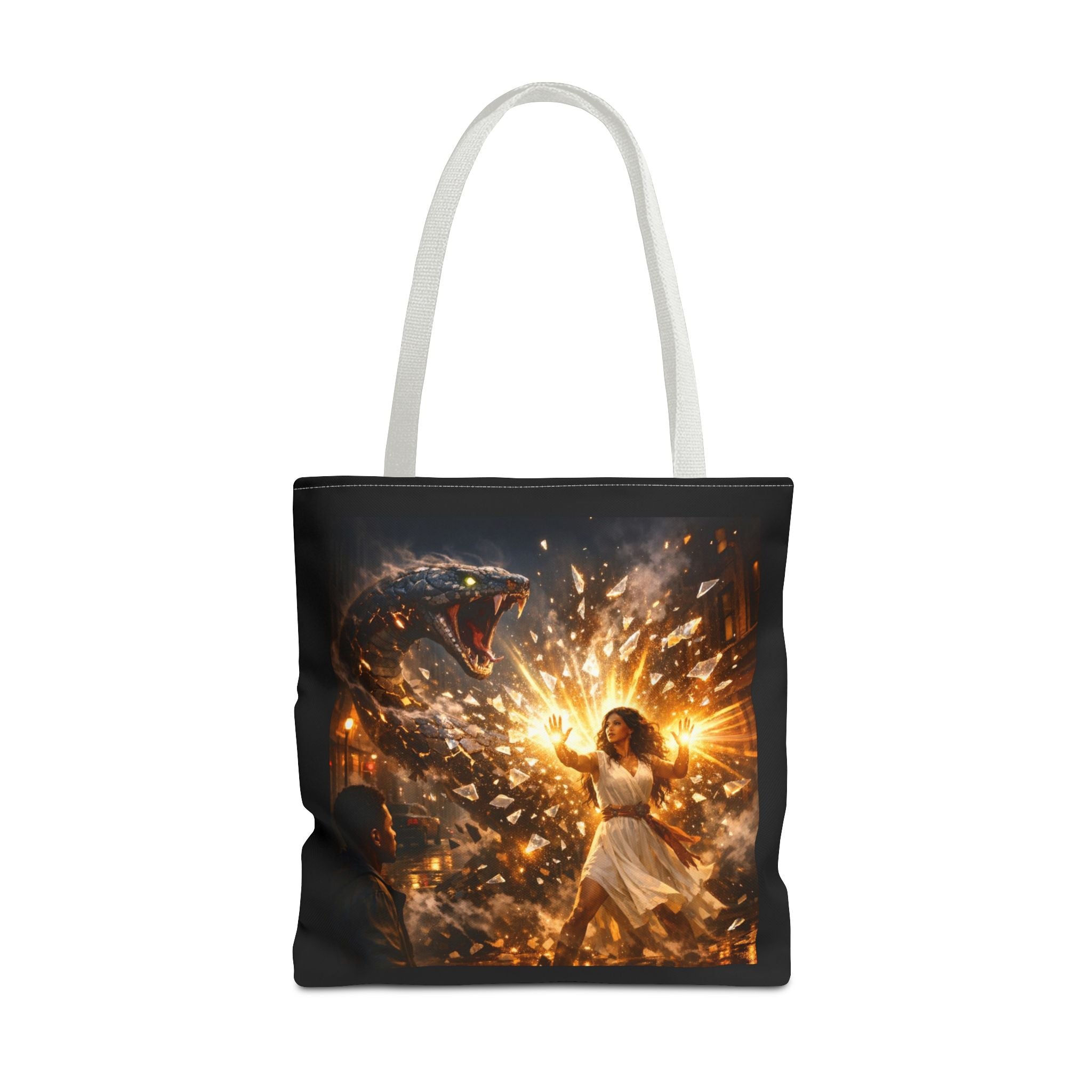 PRB Raging Serpent Burst tote bag | Fantasy serpent explosion art by Printify