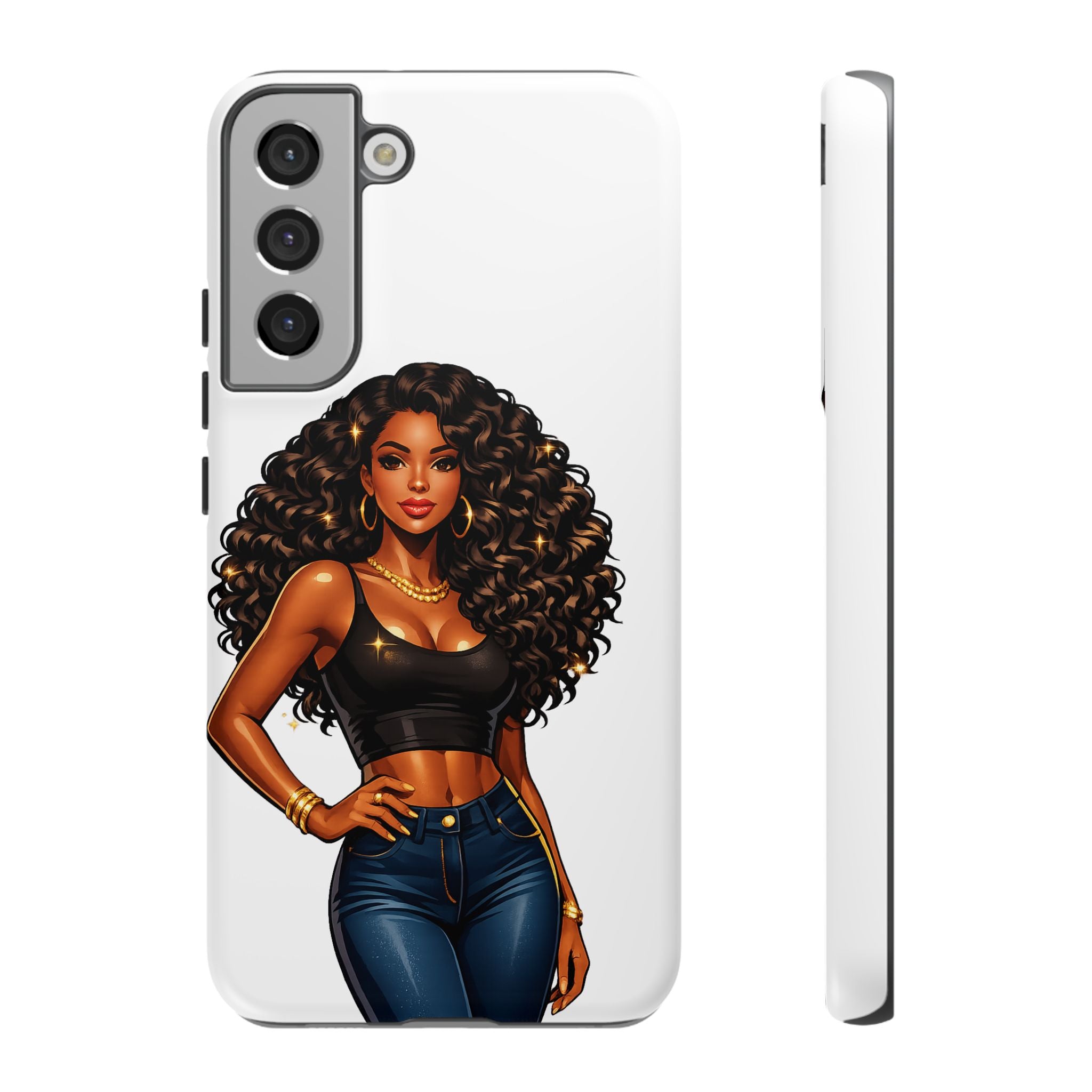 Pretty Rich Bitch by PRB Curly Hair Phone Case by Power Runs Black