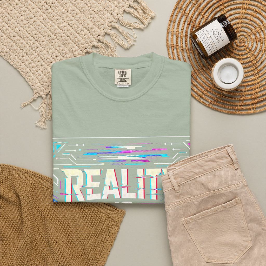 Power Runs Black PRB Glitchy Pastel "Reality Is Desyncing" T-Shirt by Printify