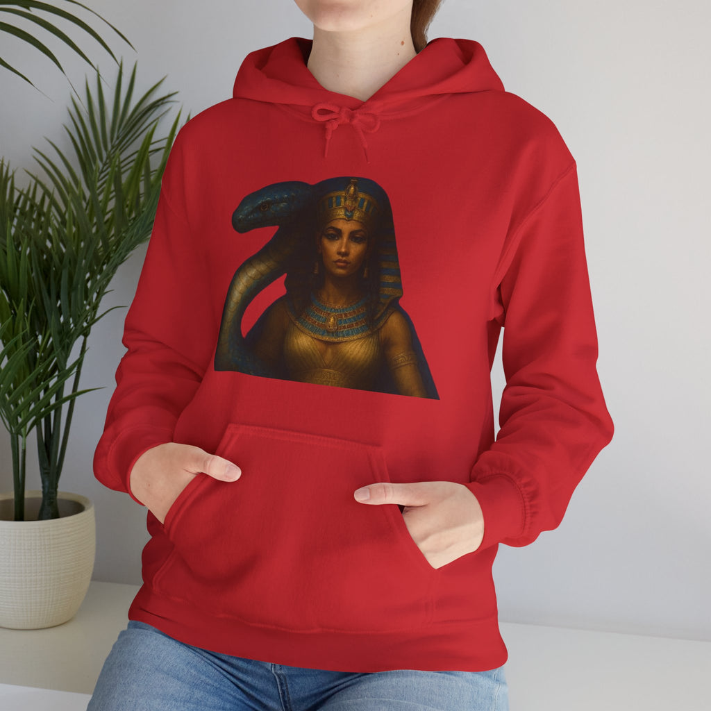 PRB Egyptian Goddess Portrait Hoodie | Serpent Headdress, Ancient Queen Art by Power Runs Black