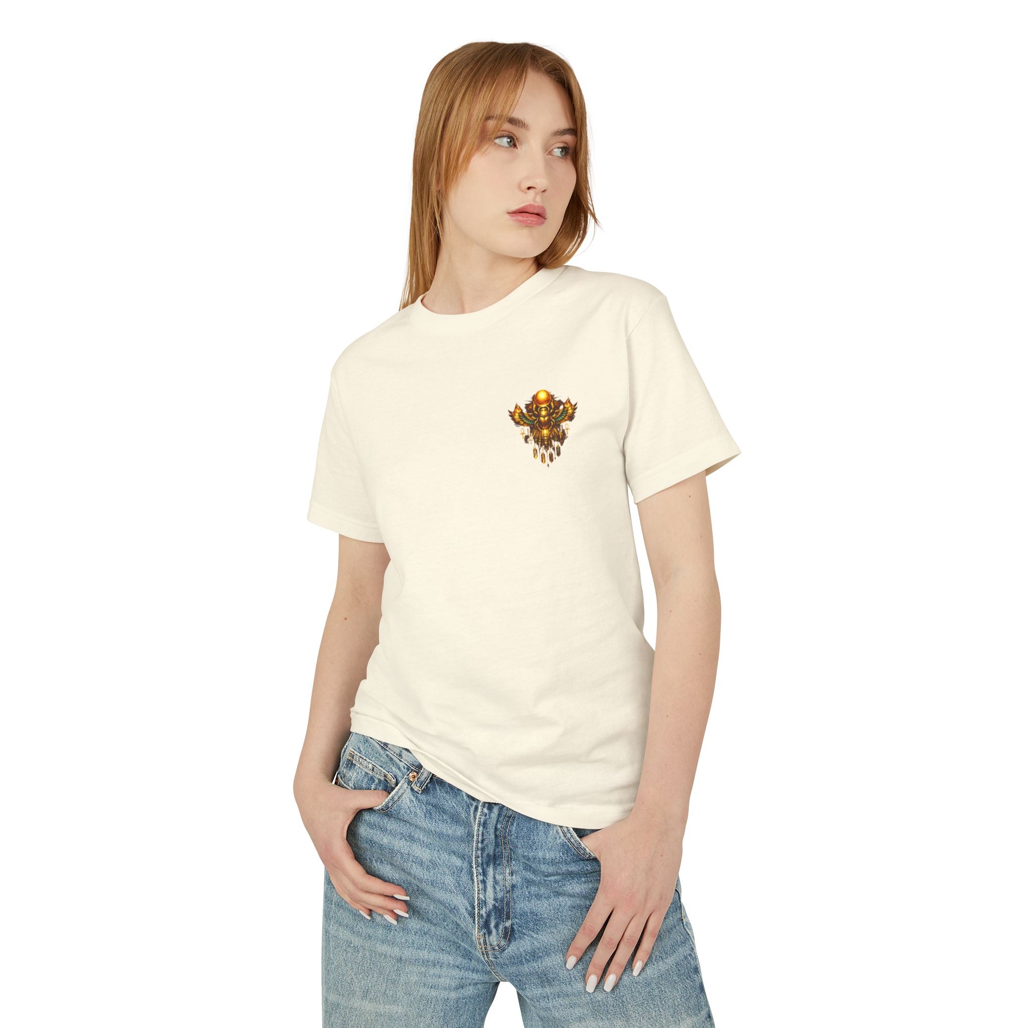 PRB Graphic Tee — Golden Gothic Shield Chest & Back Design by Power Runs Black