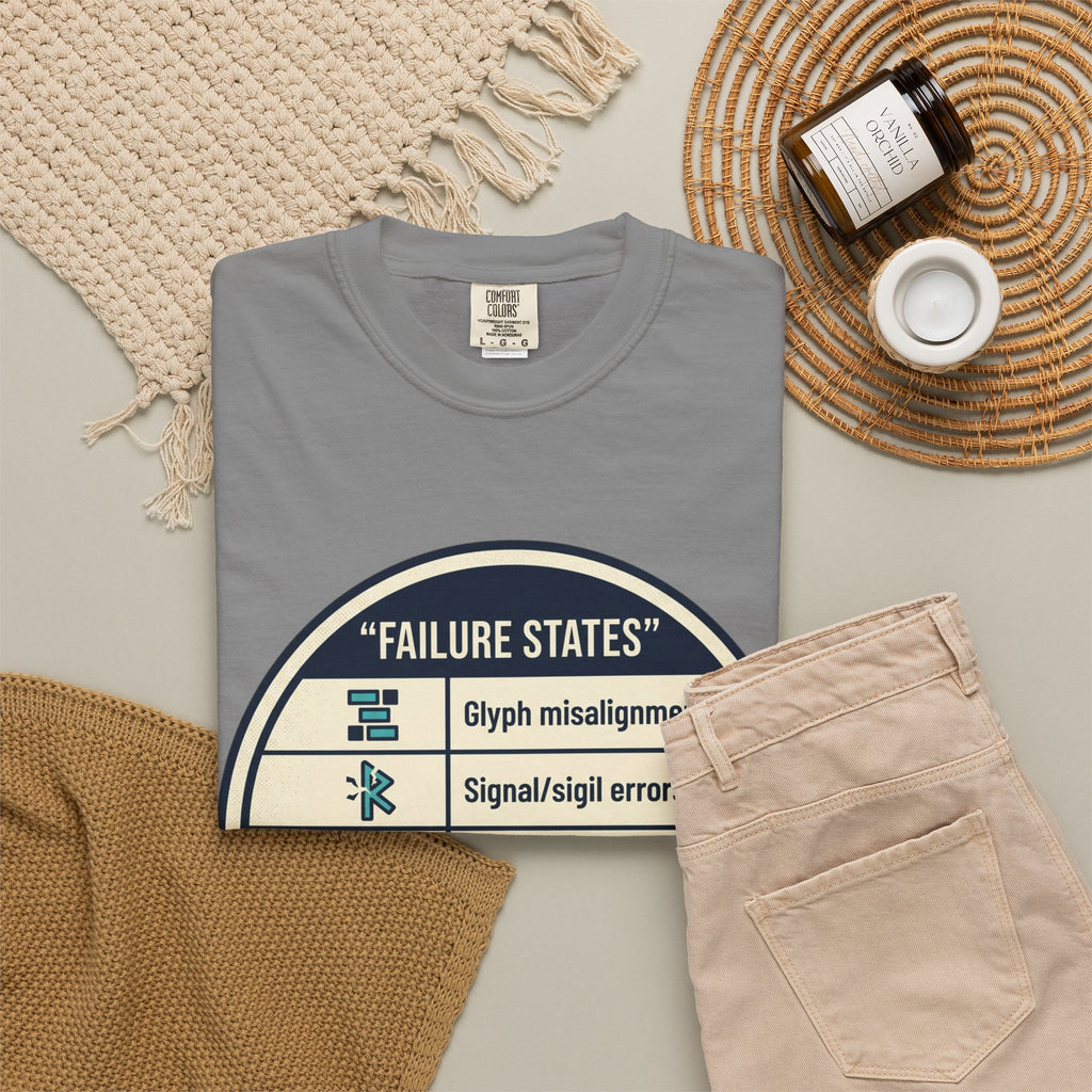 Power Runs Black PRB Failure States T-Shirt — Sci‑Fi Status Badge Graphic Tee by Power Runs Black