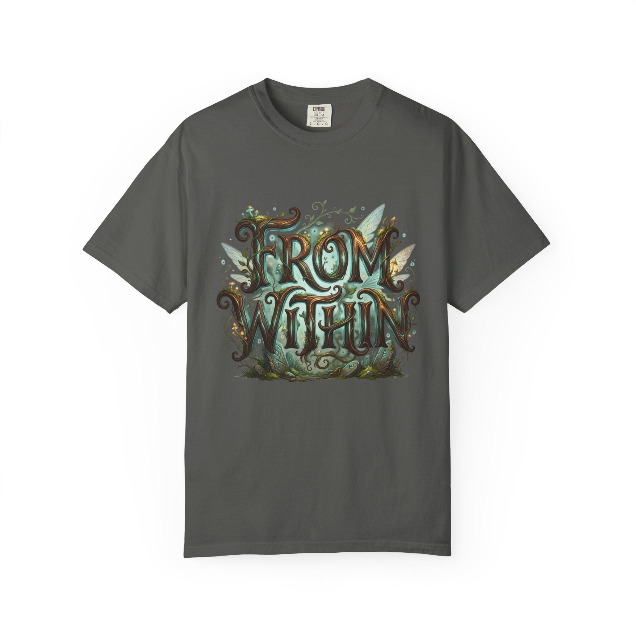 Power Runs Black PRB From Within T-shirt | Nature Typography Forest Illustration by Printify