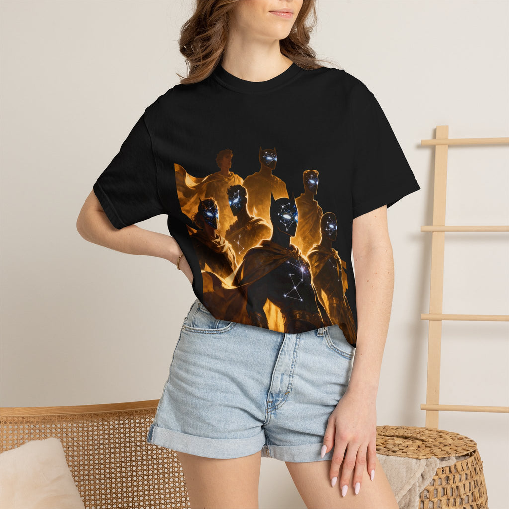 PRB Cosmic Heroes Graphic Tee (Golden Cloaks & Starry Faces) by Printify