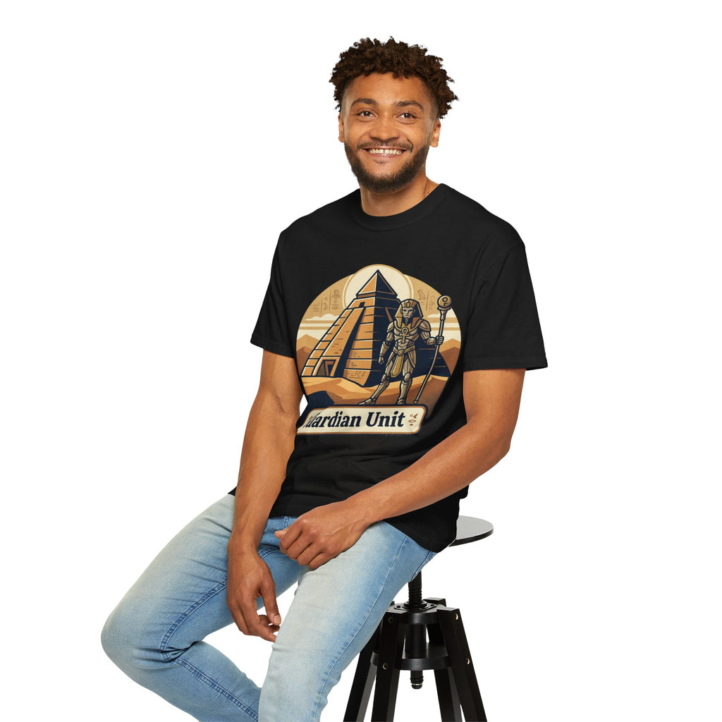 Power Runs Black PRB Guardian Unit T-Shirt — Egyptian Pyramid Sci‑Fi Graphic Tee by Printify