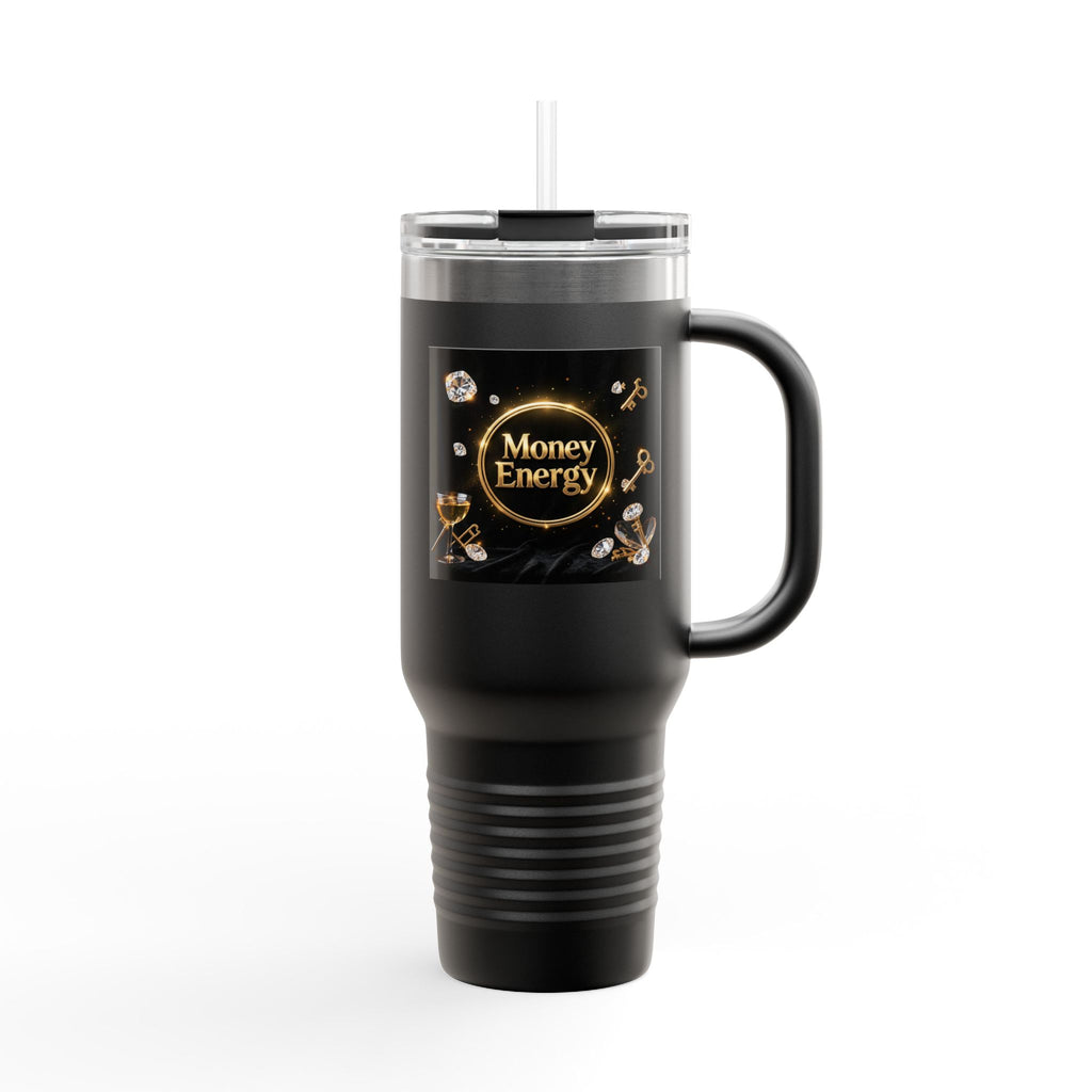 PRB 40oz Insulated Travel Mug — "Money Energy" Motivational Design by Power Runs Black