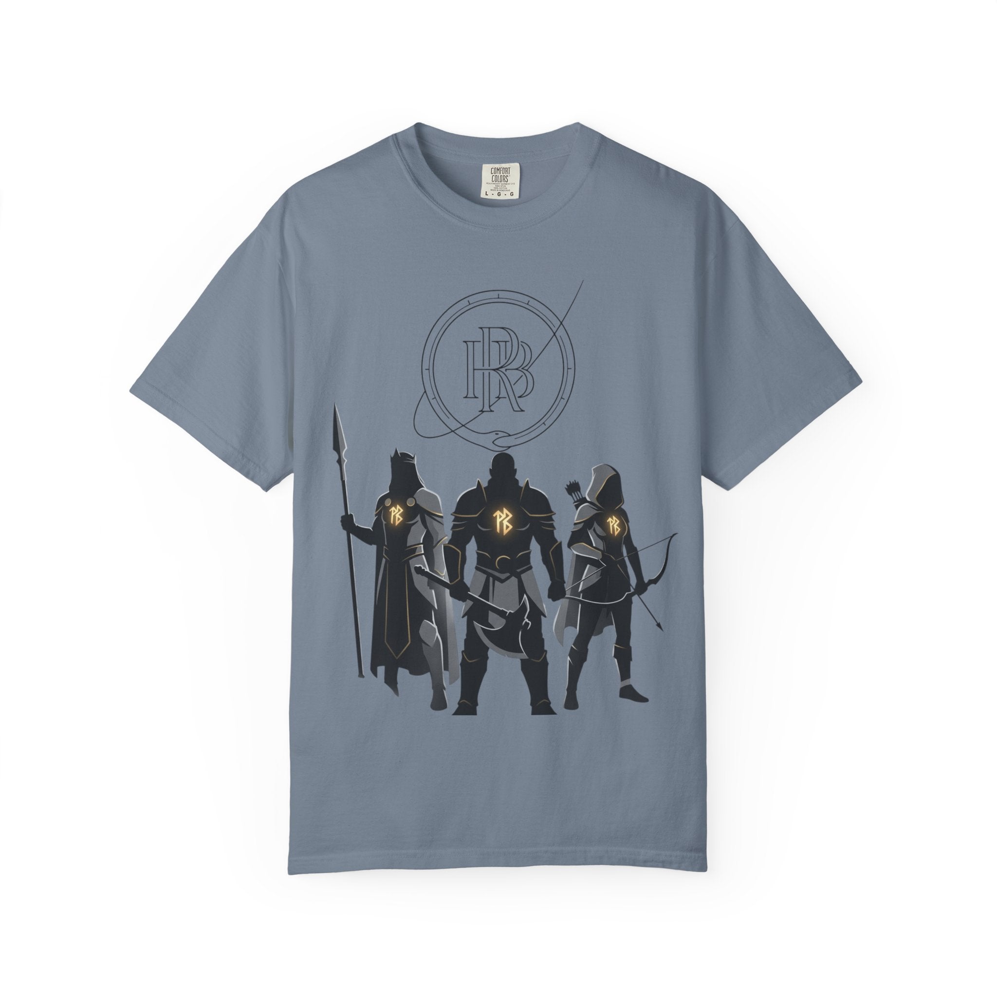 Printify PRB Fantasy Warrior Party T-Shirt — Knight, Archer & Spearfighter Silhouette Tee - T-Shirt