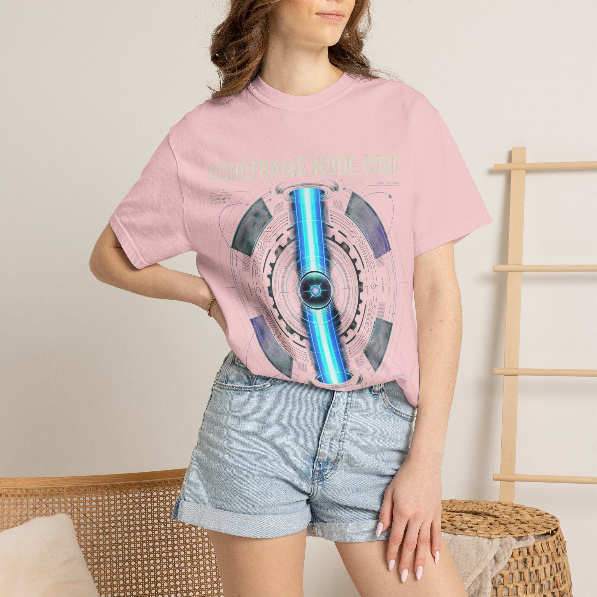 Power Runs Black PRB Echoframe Node Core T-Shirt — Futuristic Tech Graphic Tee by Power Runs Black