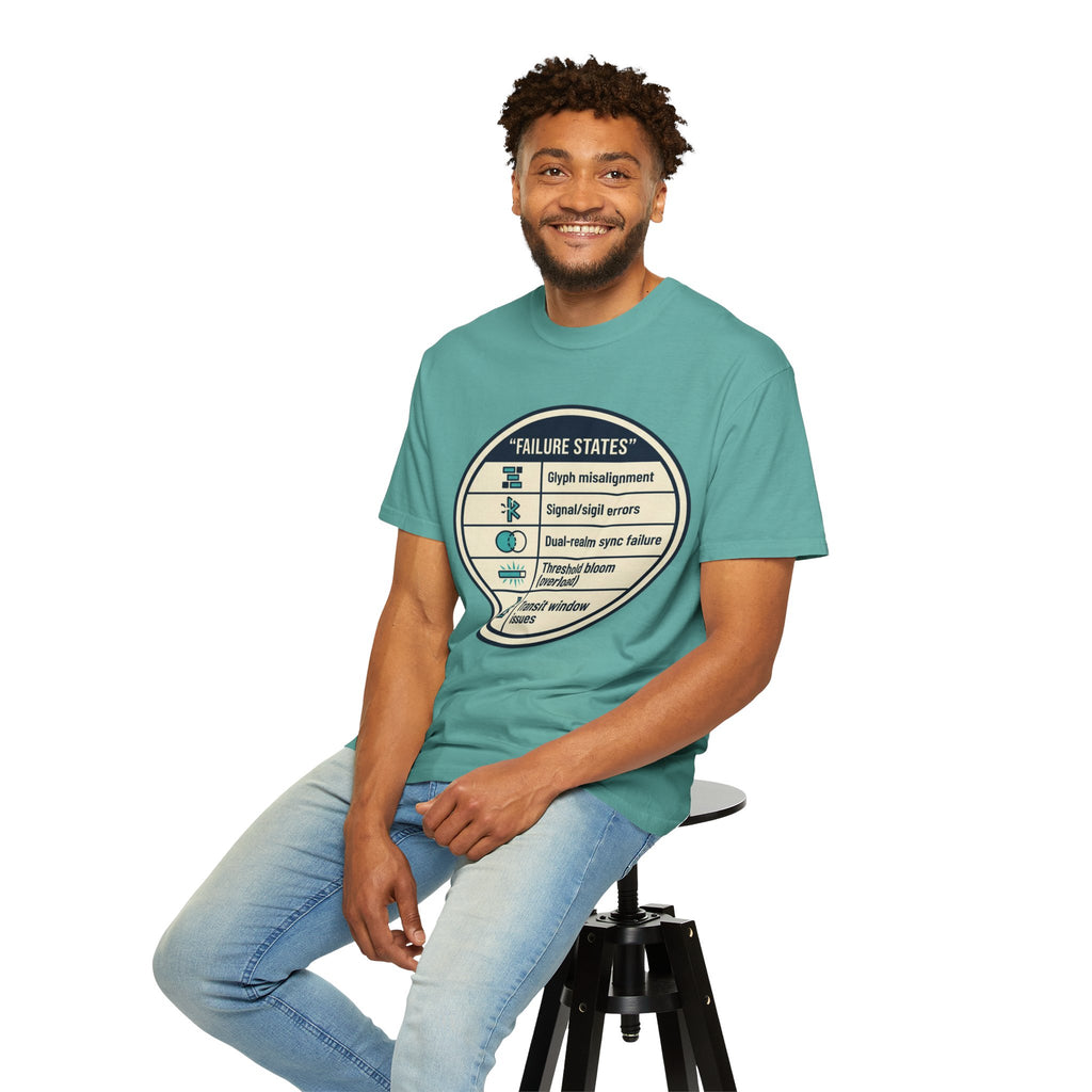 Power Runs Black PRB Failure States T-Shirt — Sci‑Fi Status Badge Graphic Tee by Power Runs Black