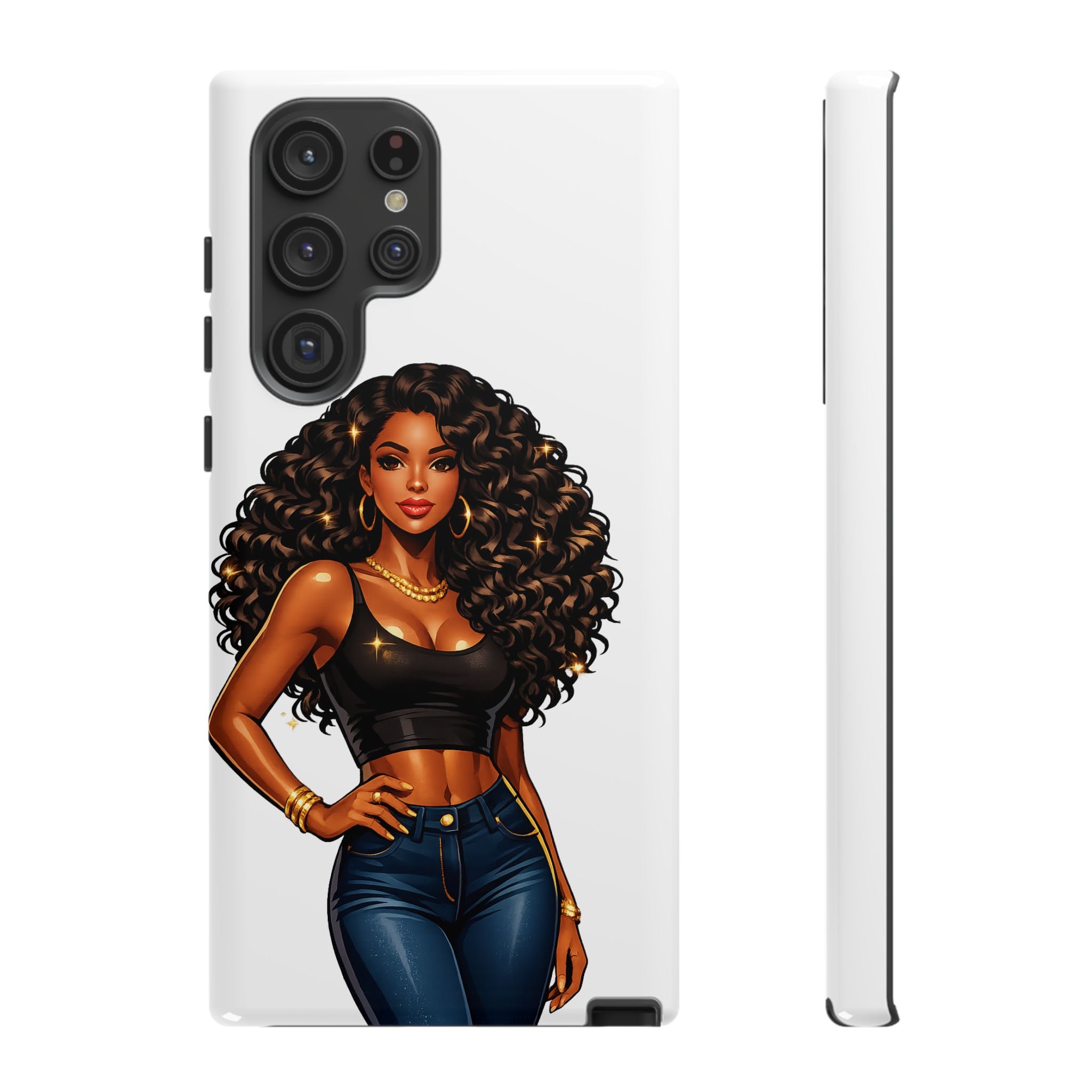 Pretty Rich Bitch by PRB Curly Hair Phone Case by Power Runs Black