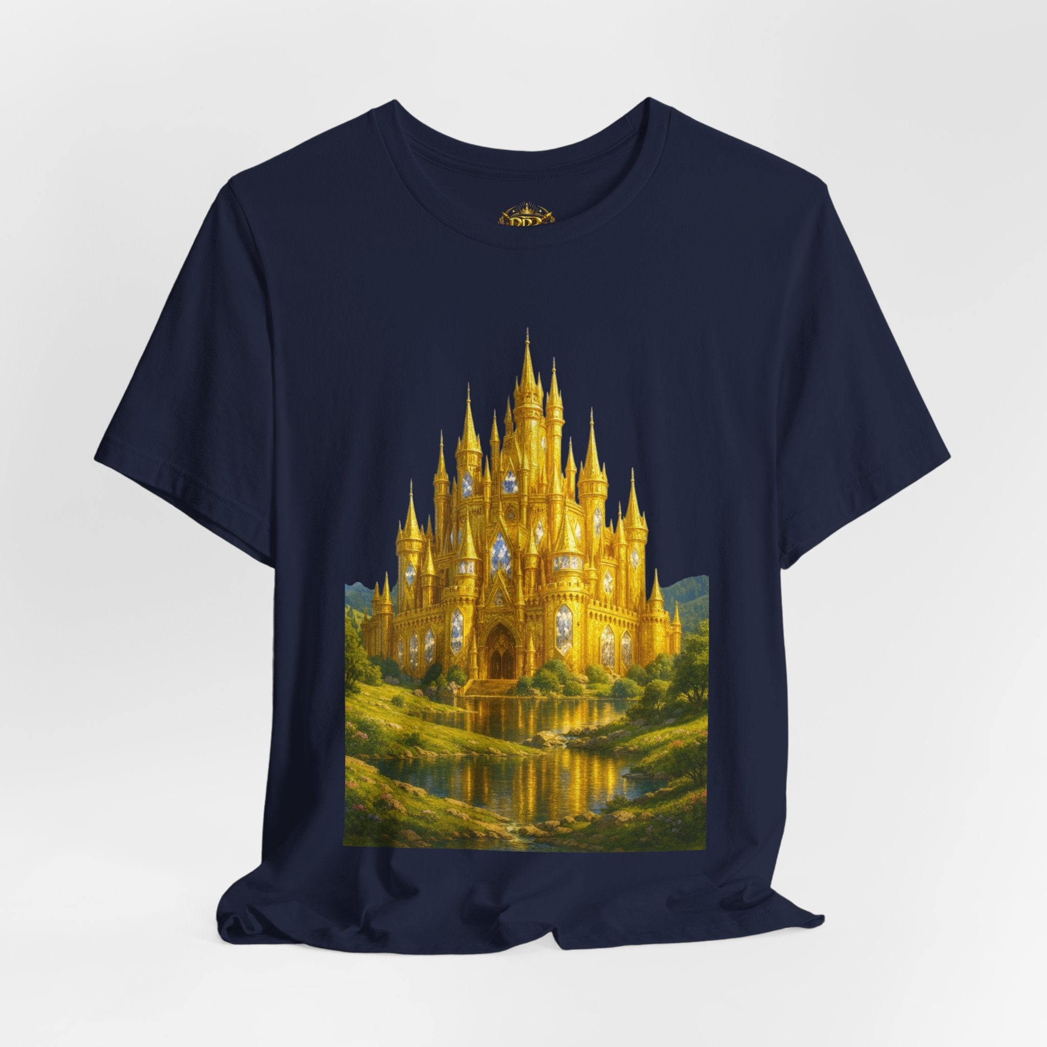 PRB Golden Fantasy Castle Tee | Magical Kingdom Illustration, Fairytale Scene by Power Runs Black