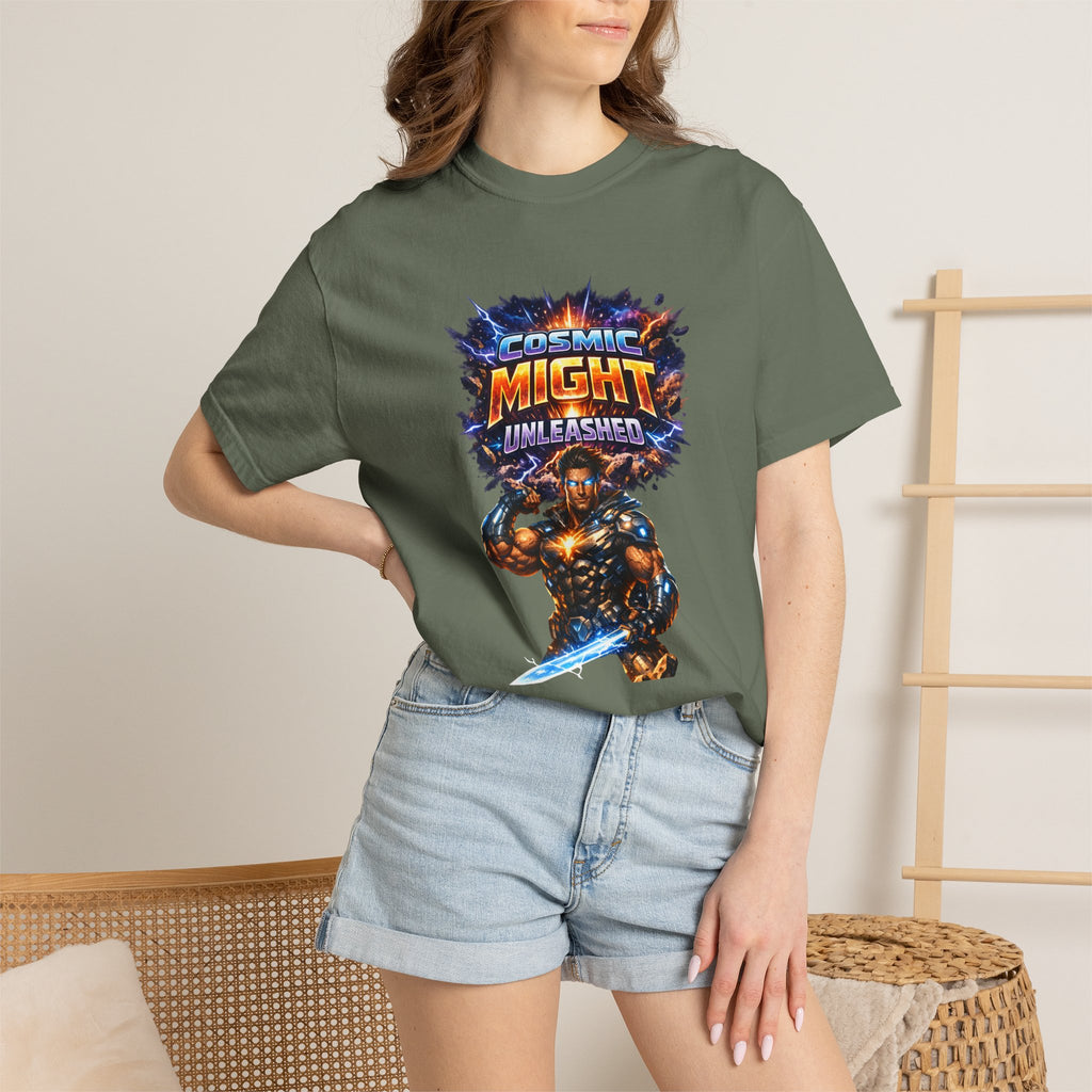 PRB Cosmic Might Unleashed T-shirt | Space Warrior Graphic Tee by Power Runs Black