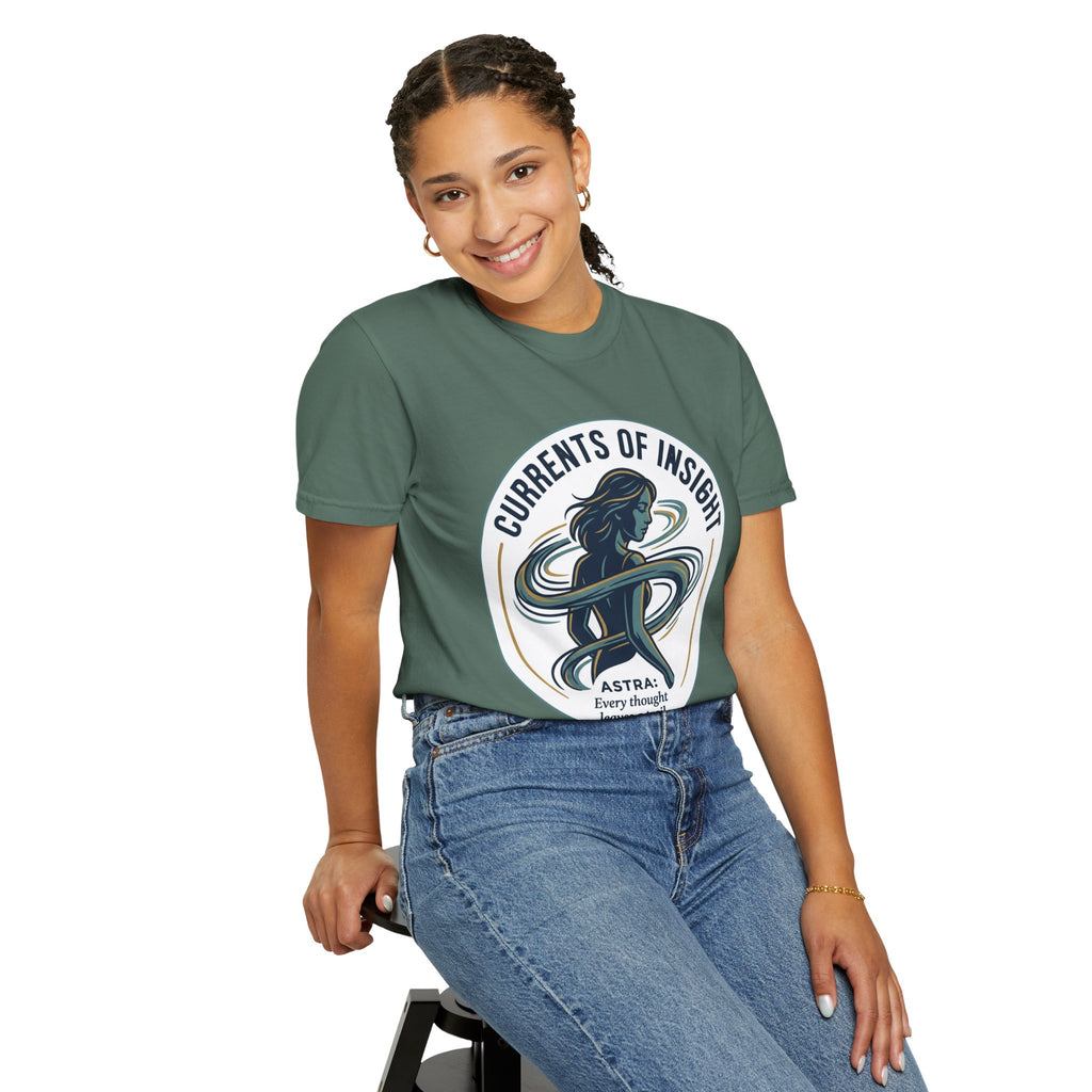 Power Runs Black Currents of Insight T-Shirt — 'Astra: Every thought leaves a trail' Graphic Tee by Power Runs Black