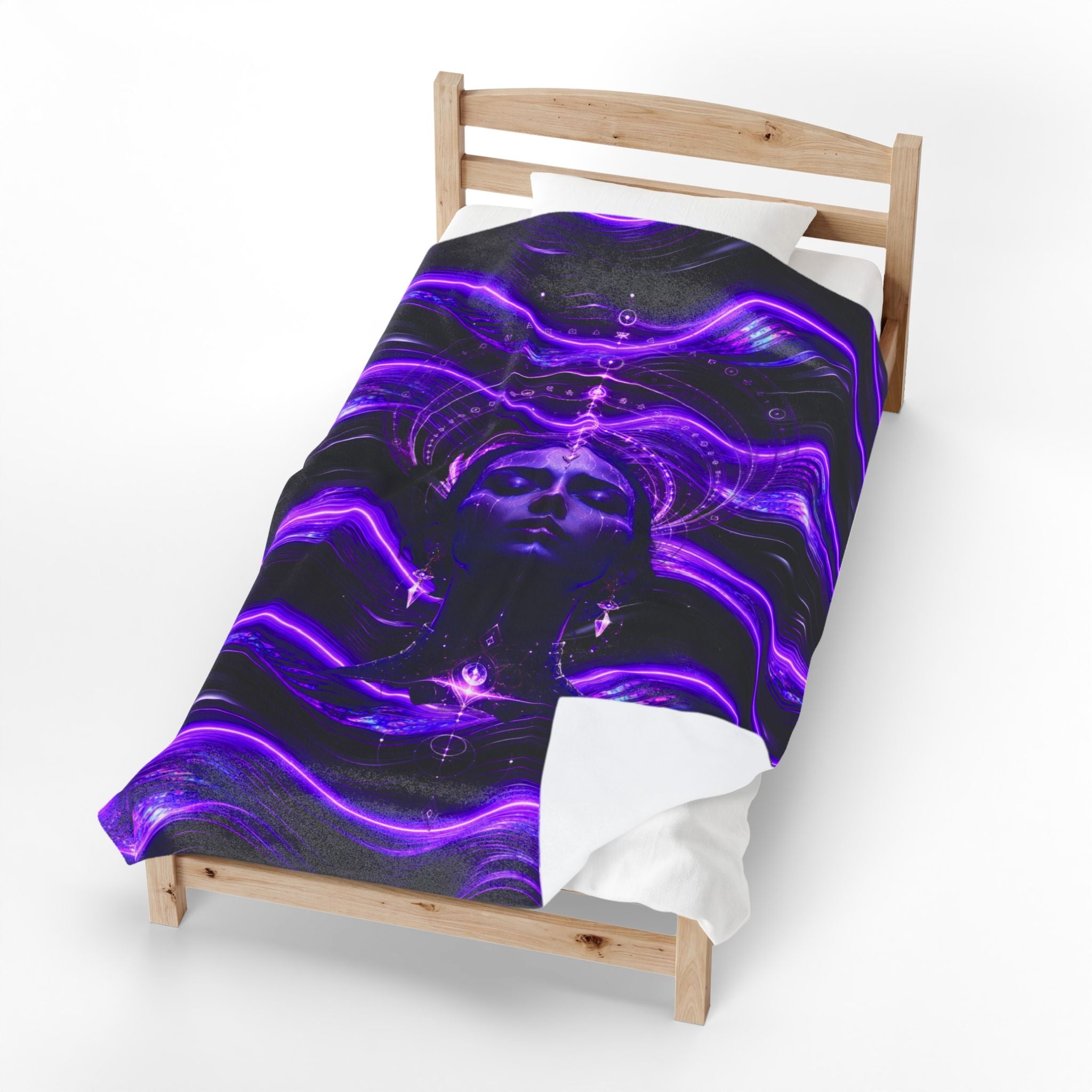 Power Runs Black Mystic Violet Aura Velveteen Plush Blanket by Power Runs Black