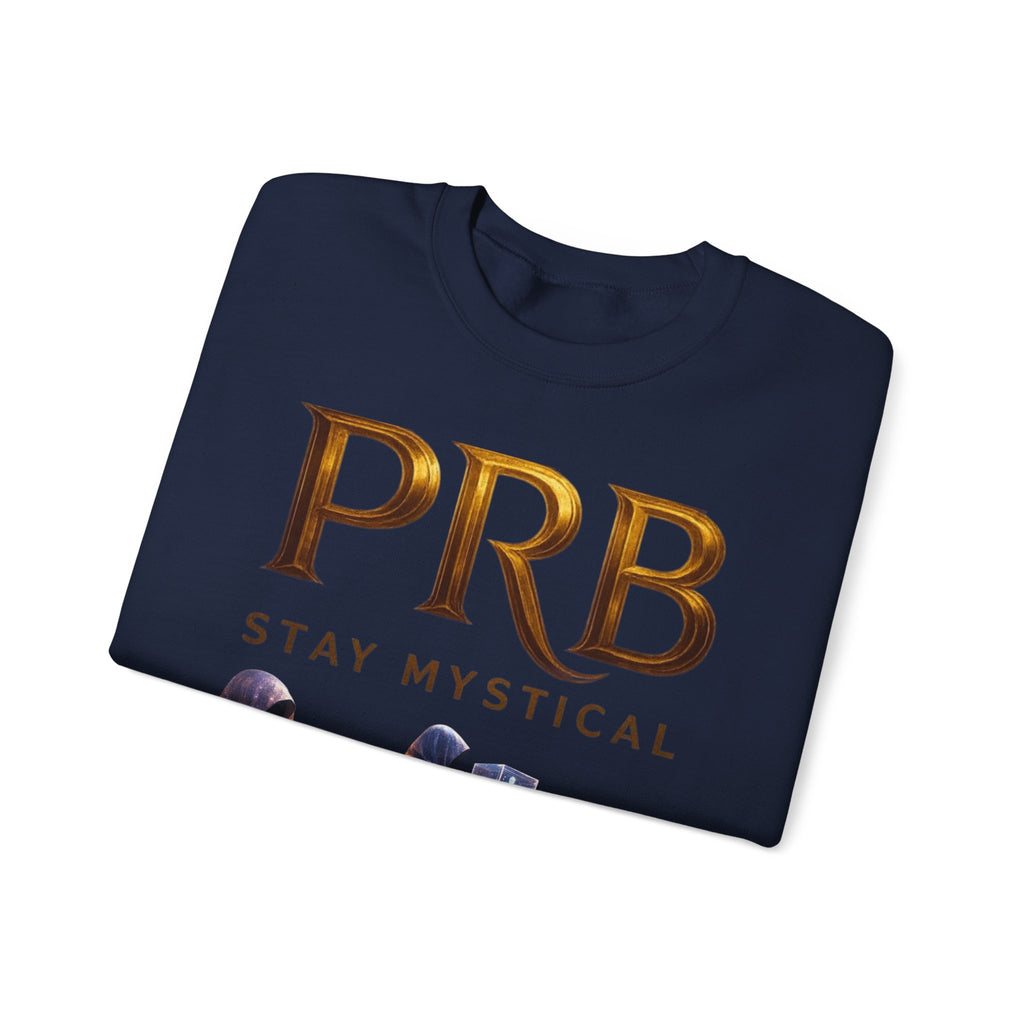 PRB Mystic Library Crewneck Sweatshirt — Cosmic Wizardry Art by Power Runs Black