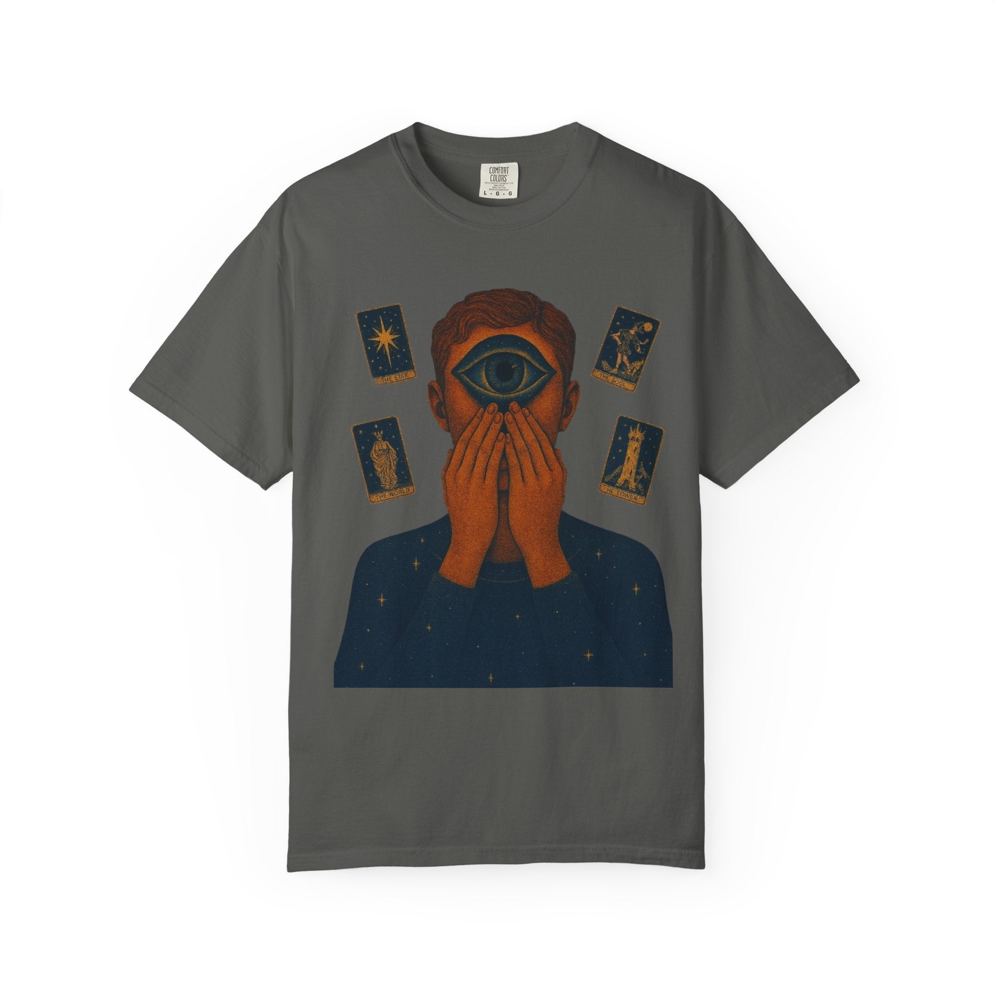 PRB Third Eye Tarot Illustration T-shirt | Occult Mystic Artwork by Power Runs Black