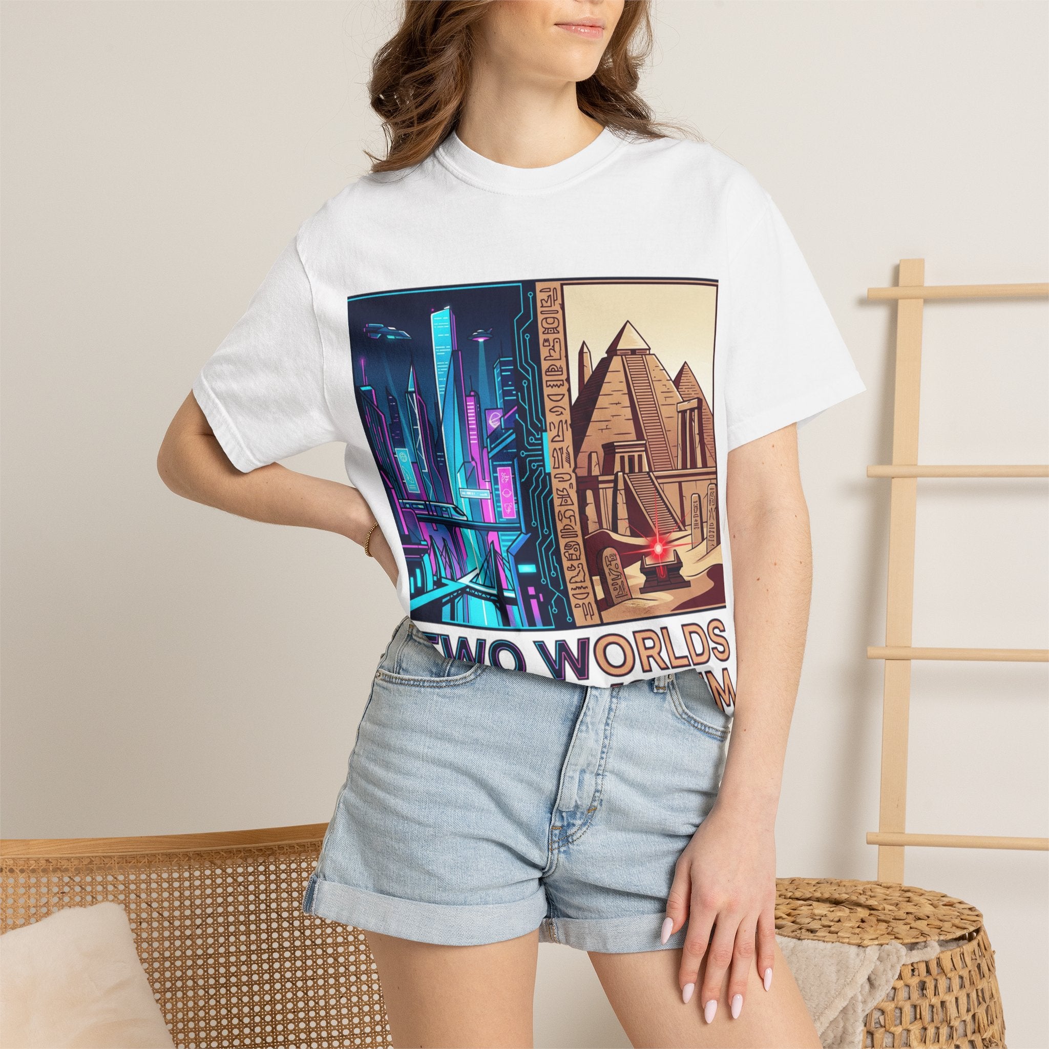 Power Runs Black PRB Blue Technopolis/ Red Dominion Two Worlds One System T-Shirt by Power Runs Black