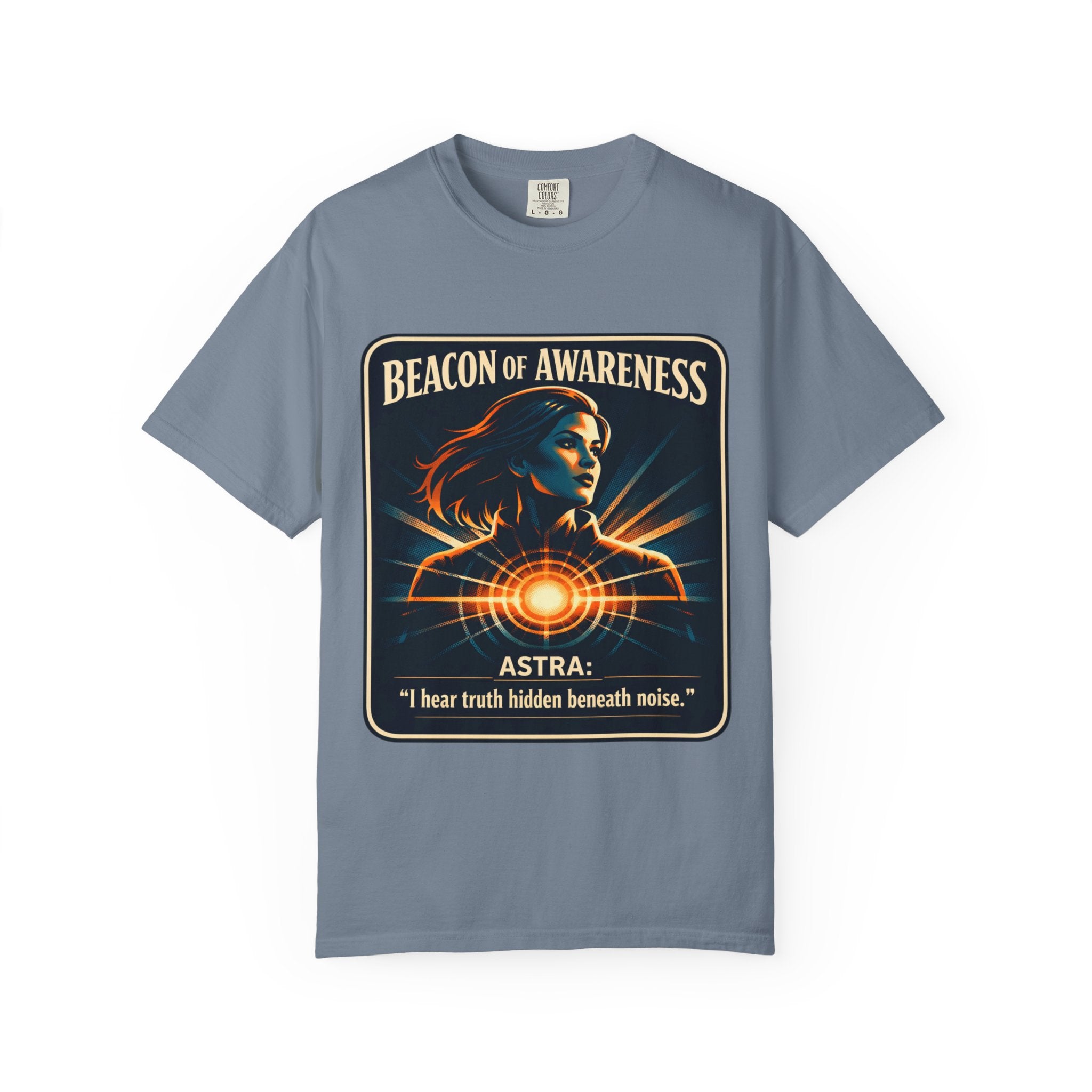 Power Runs Black Beacon of Awareness T-Shirt — “Astra: I hear truth hidden beneath noise” Cosmic Graphic Tee by Power Runs Black