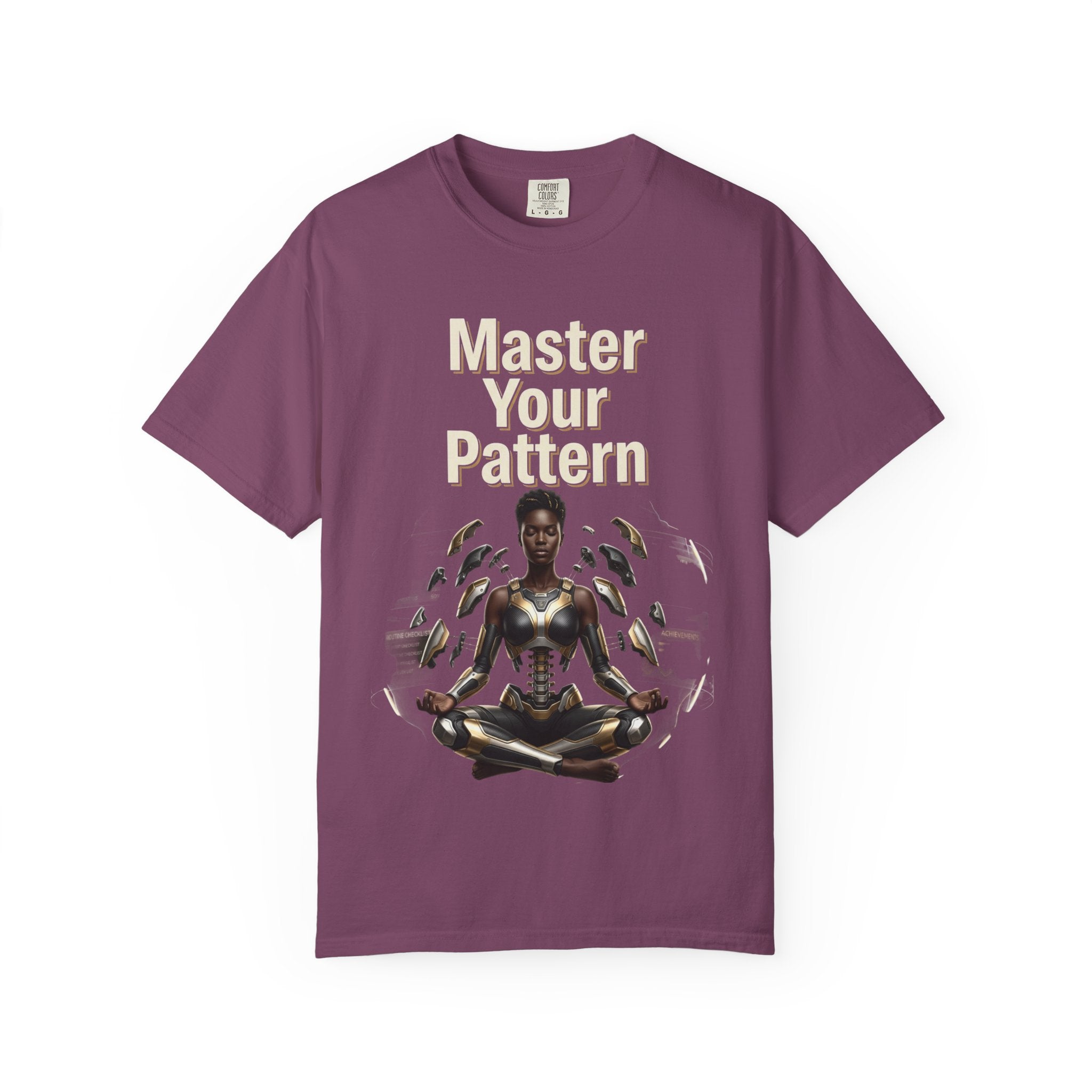 Printify PRB Master Your Pattern T-Shirt | Meditative Black Figure, Gold Accents - T-Shirt