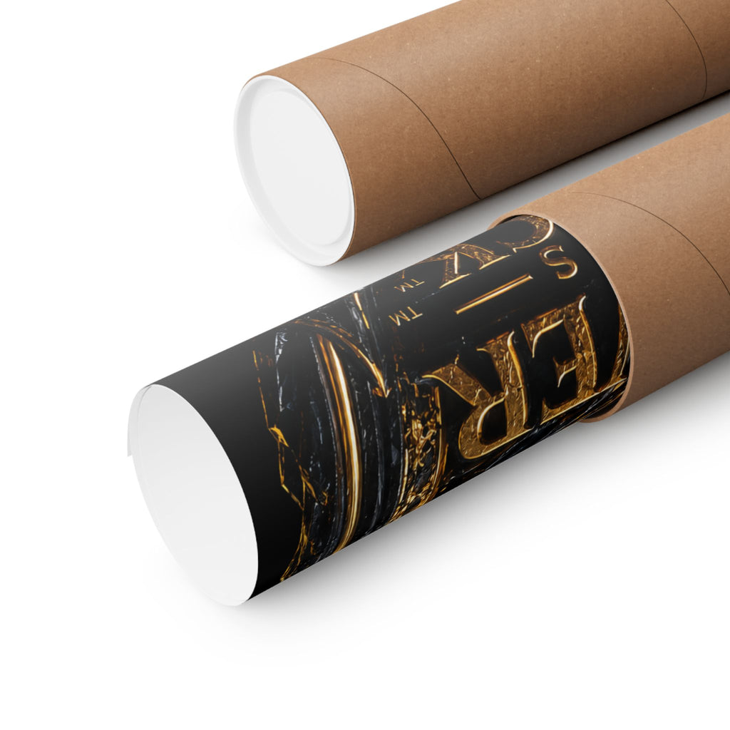 Power Runs Black Matte Poster — Gold & Black Regal Wall Art by Power Runs Black