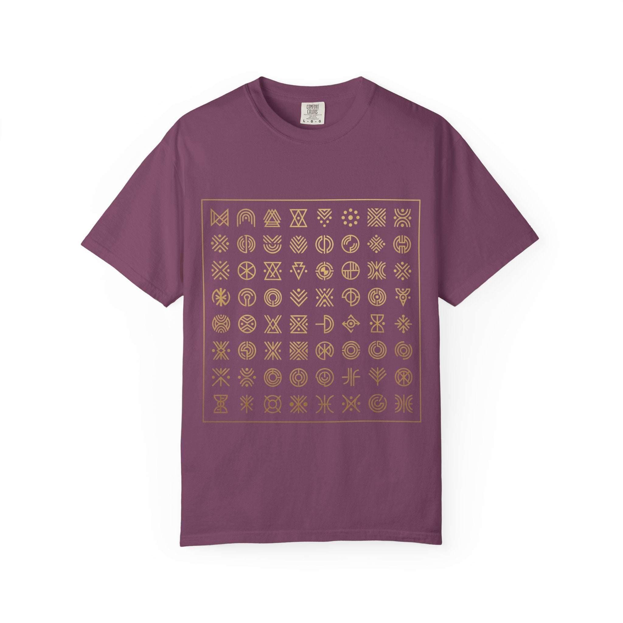 Power Runs Black PRB Symbol Grid T-Shirt — Minimal Gold Icon Graphic Tee by Printify