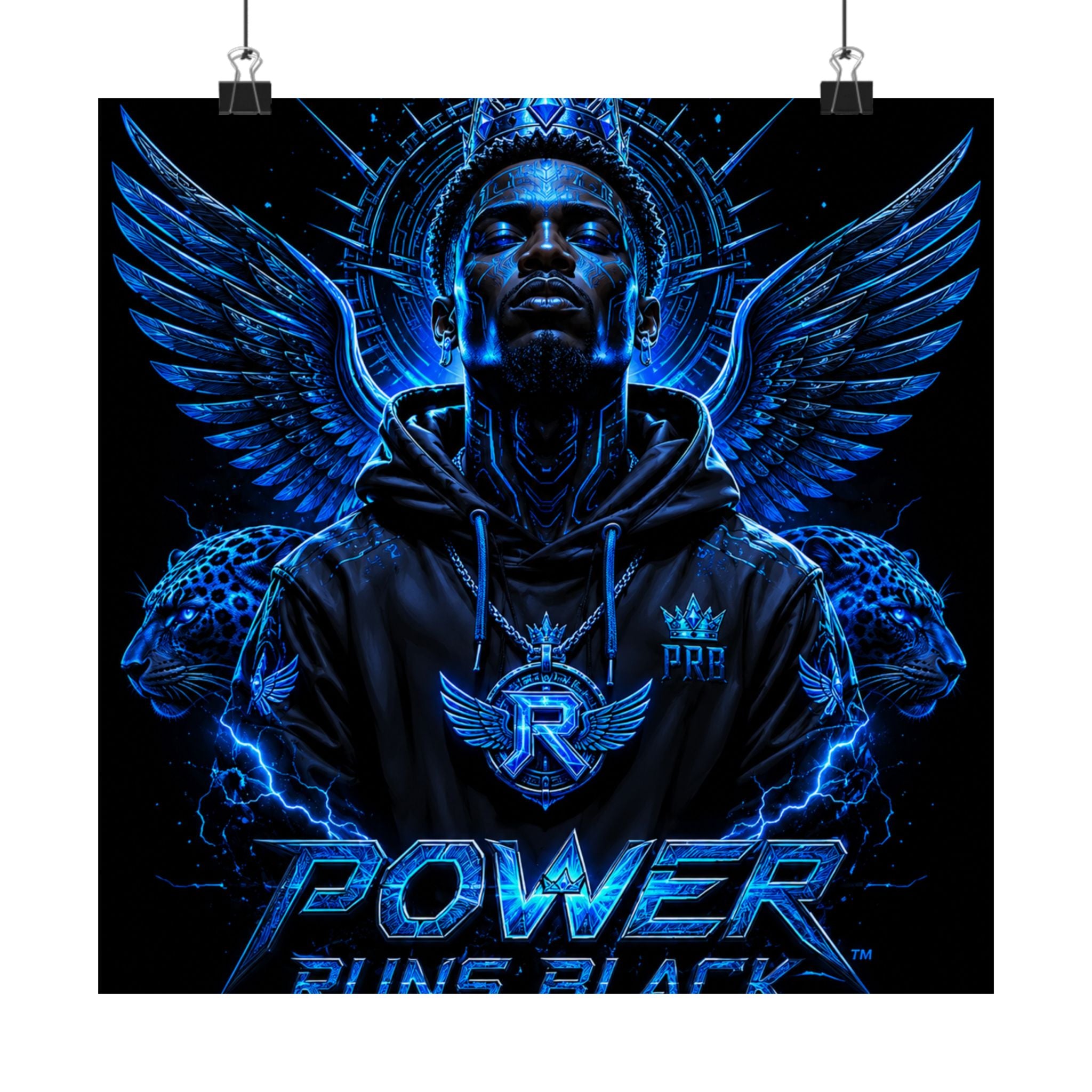 Power Runs Black Matte Poster — Urban Angel Portrait Wall Art by Power Runs Black