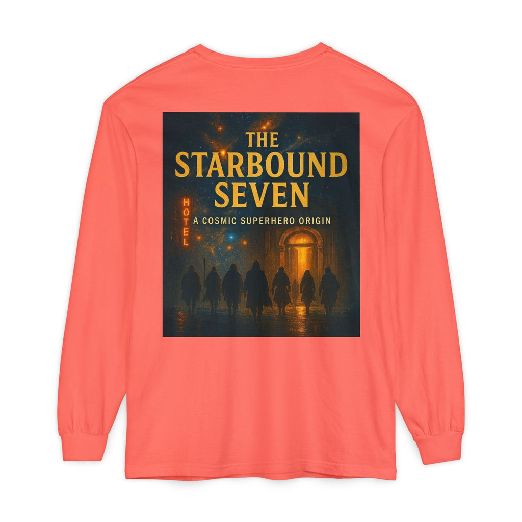 PRB The Starbound Seven graphic long sleeve shirt | cosmic superhero poster by Power Runs Black