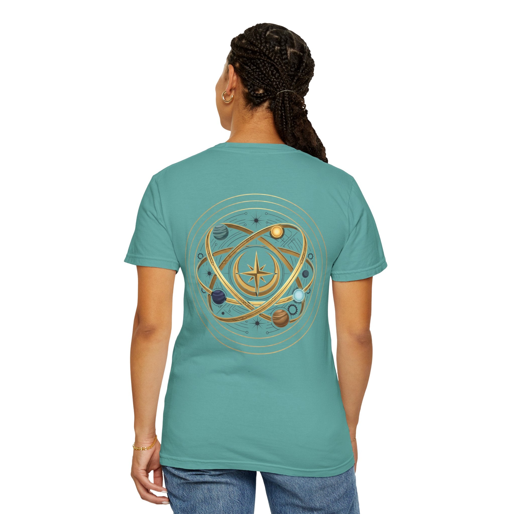 PRB Crown & Cosmos Graphic T-Shirt | Gold Royal Crest & Celestial Back by Printify