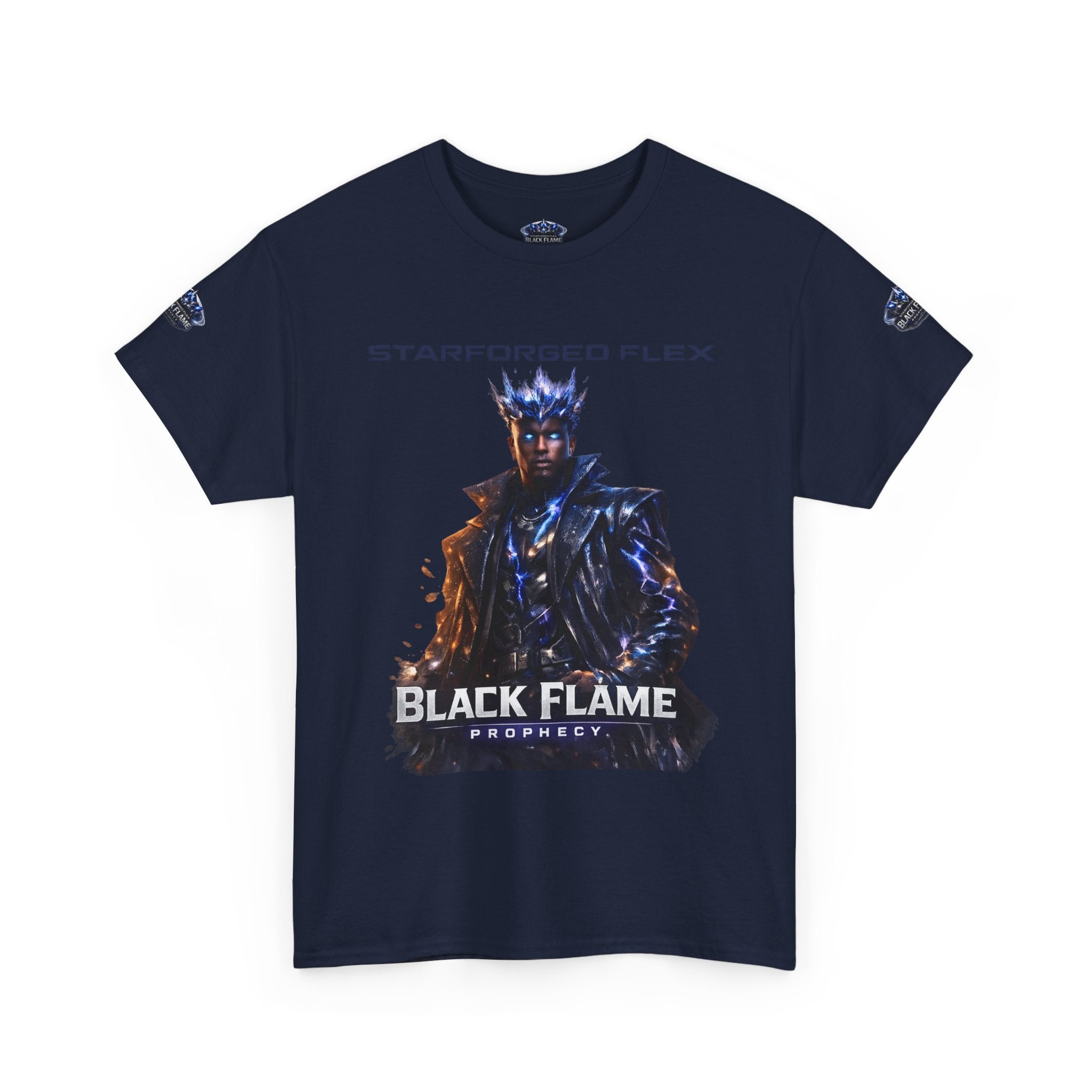 PRB Black Flame Prophecy Tee — Starforged Flex Graphic T‑Shirt by Power Runs Black