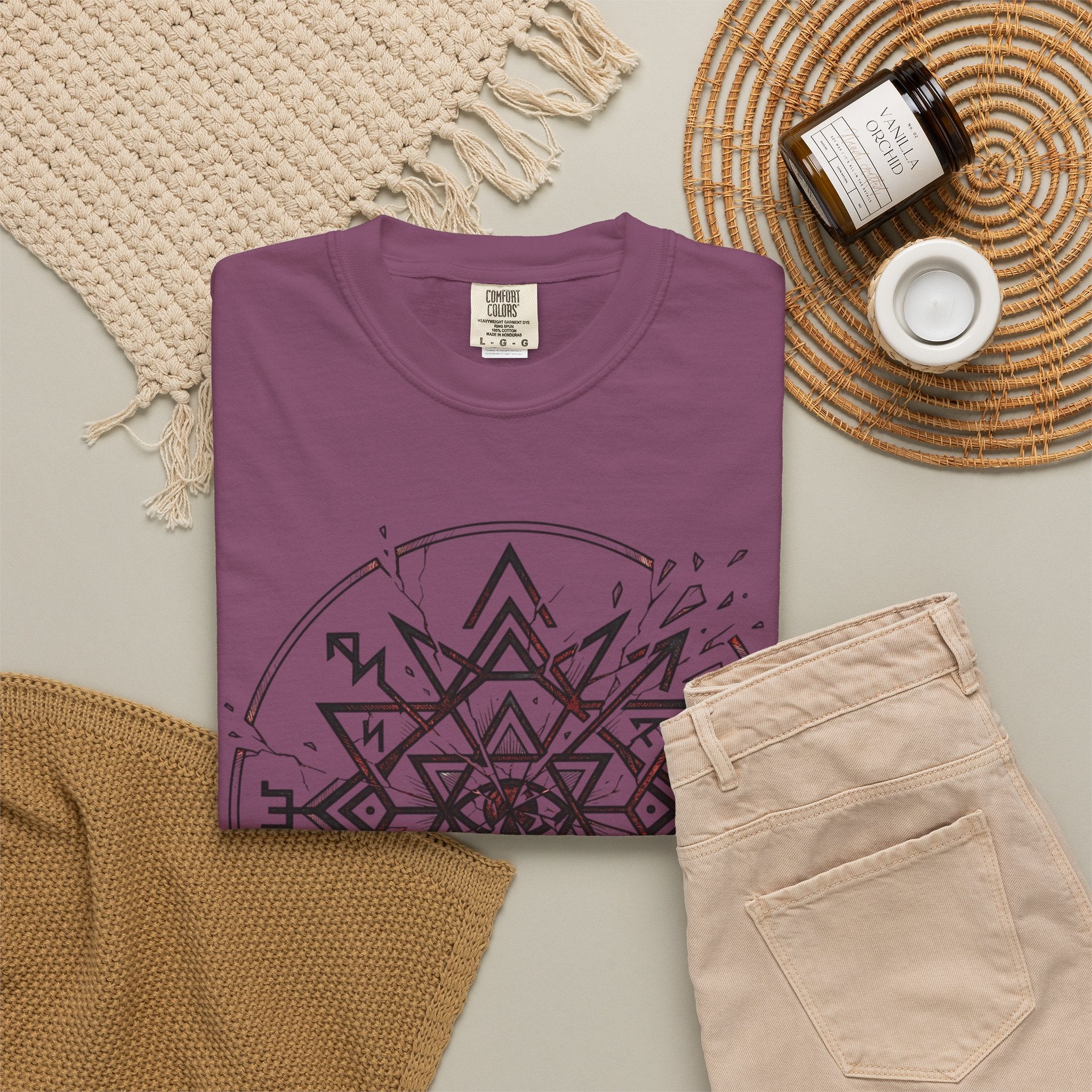 Power Runs Black PRB Eryx Tal Geometric Mandala T-Shirt — Symmetric Star Graphic Tee by Printify