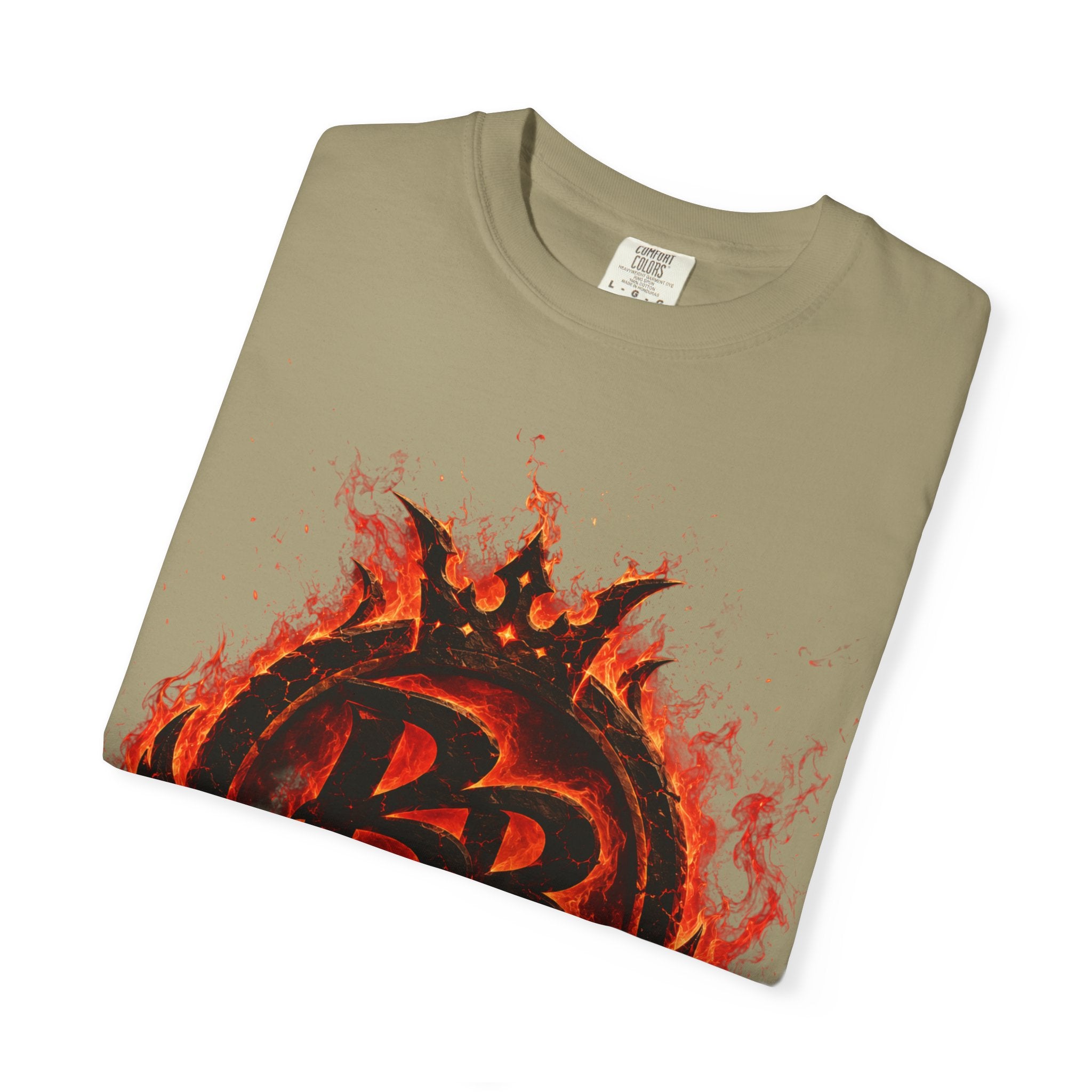 Power Runs Back PRB Flame Logo T-shirt | Fiery Emblem Tee, Grunge Rock Chic by Power Runs Black