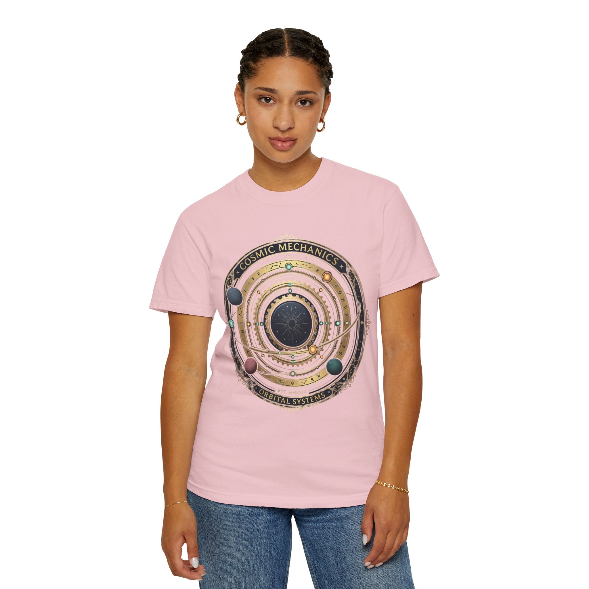 PRB Cosmic Mechanics Solar System Graphic T-Shirt | Planetary Orbit Tee by Printify
