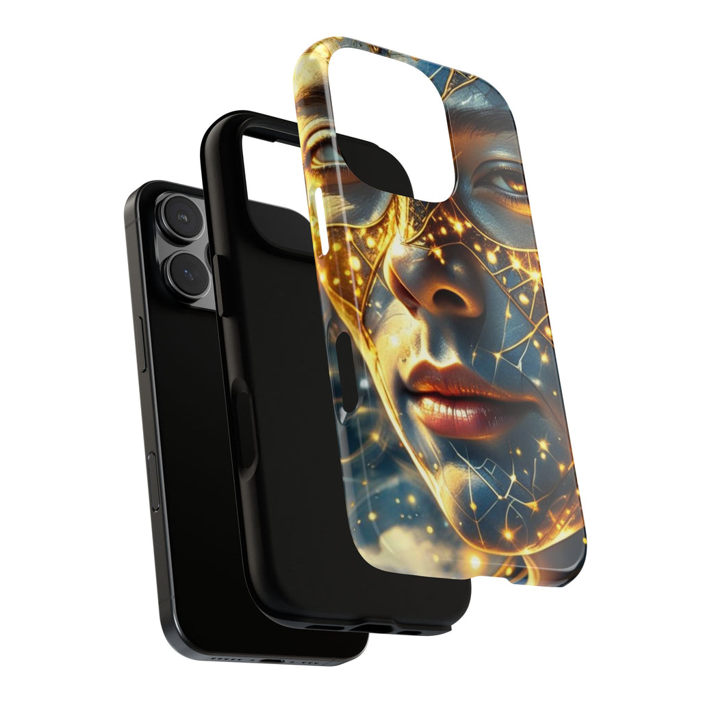PRB Galactic Portrait Tough Case | Cosmic Face Phone Case, Starry Nebula Design by Power Runs Black